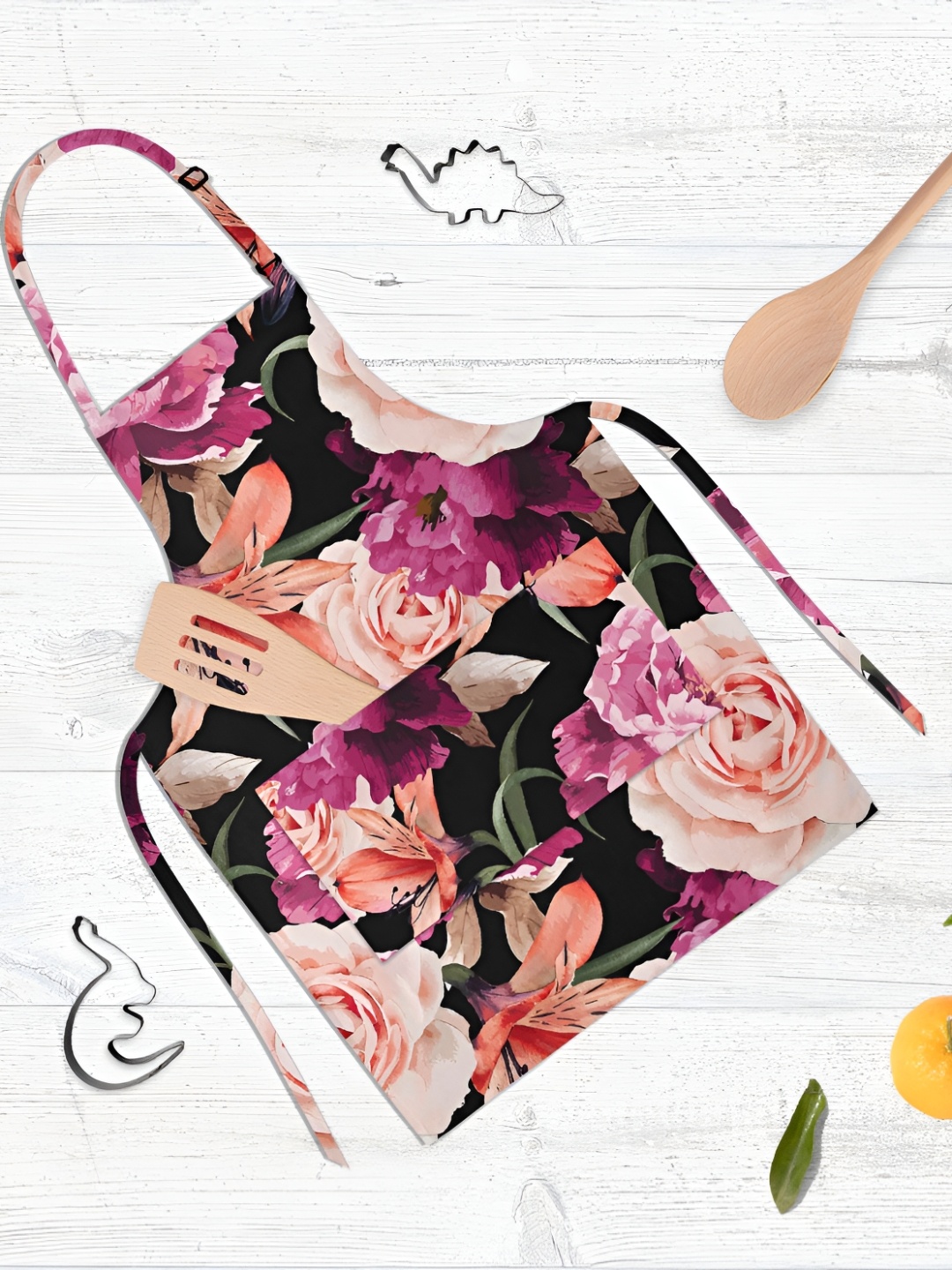 

ArtzFolio Kids Black & Peach-Color Printed Cotton Aprons
