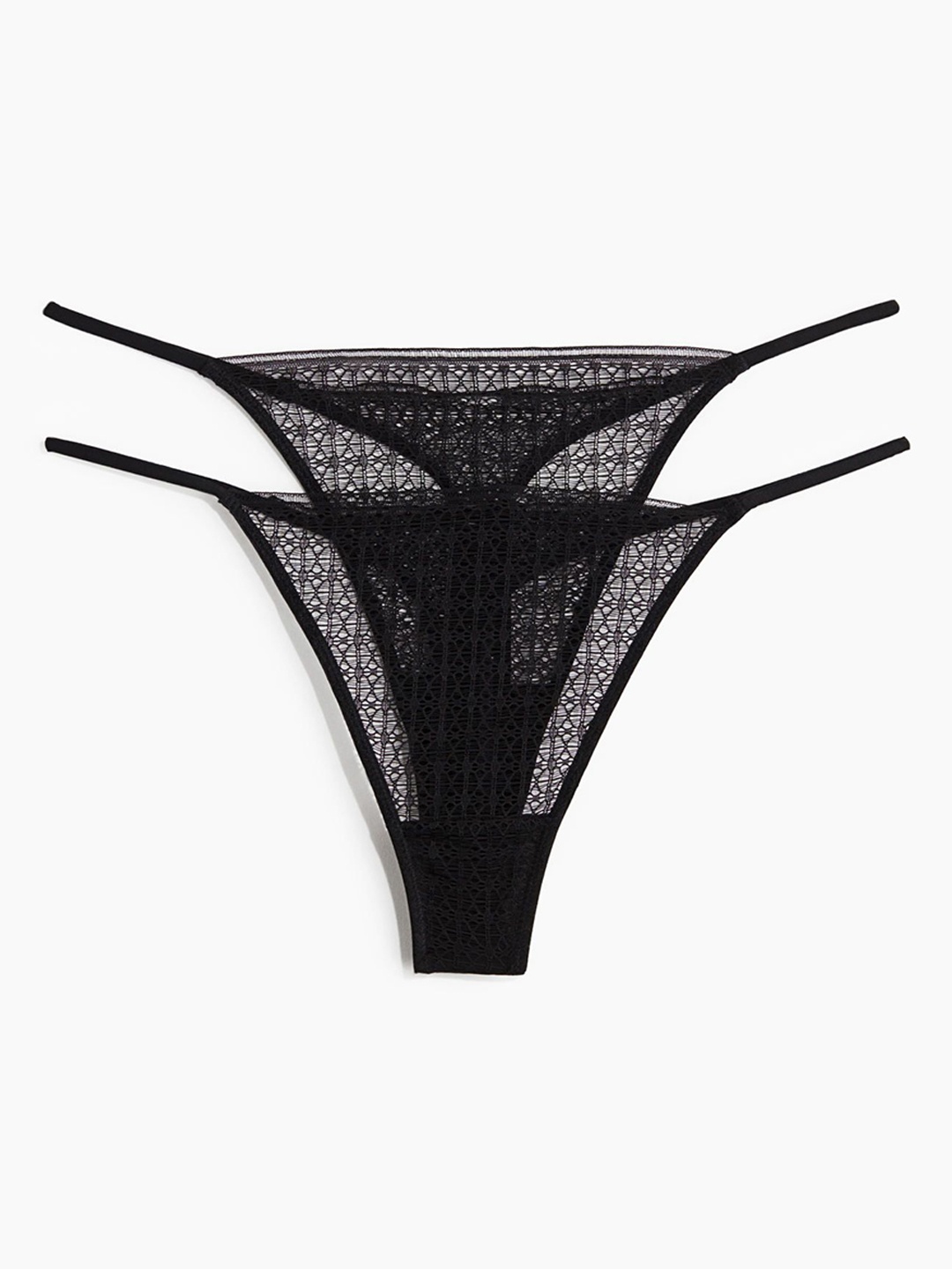 

H&M Pack Of 2 Lace Tanga Thong Briefs, Black