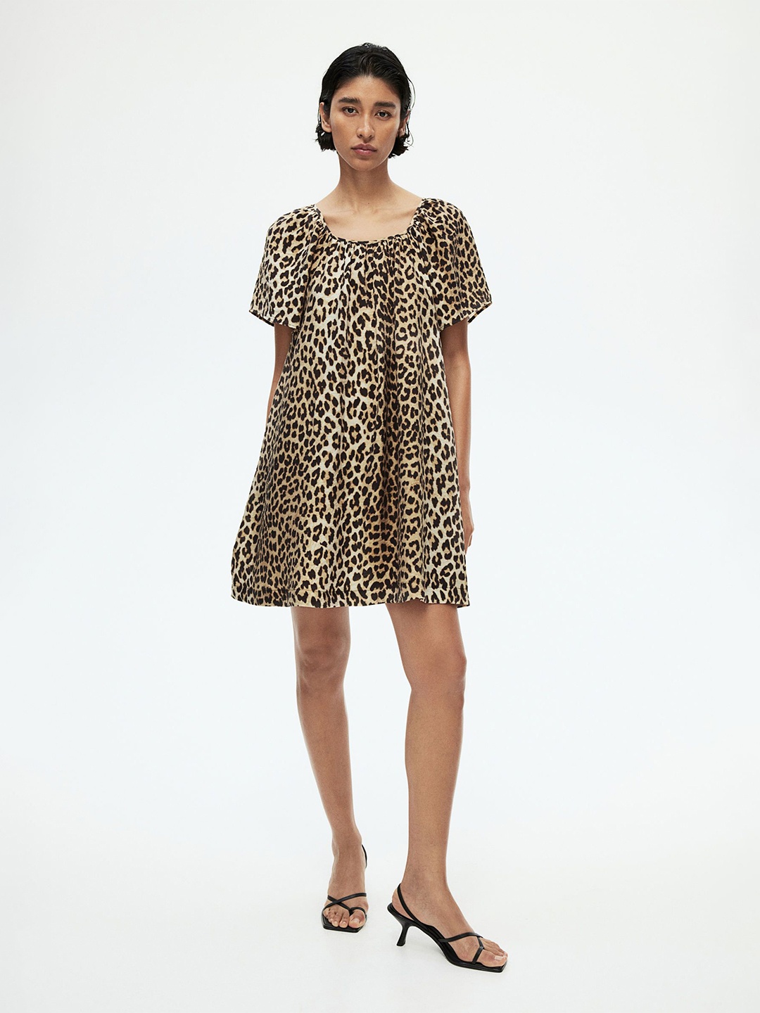 

H&M Women Printed A-Line Dresses, Beige