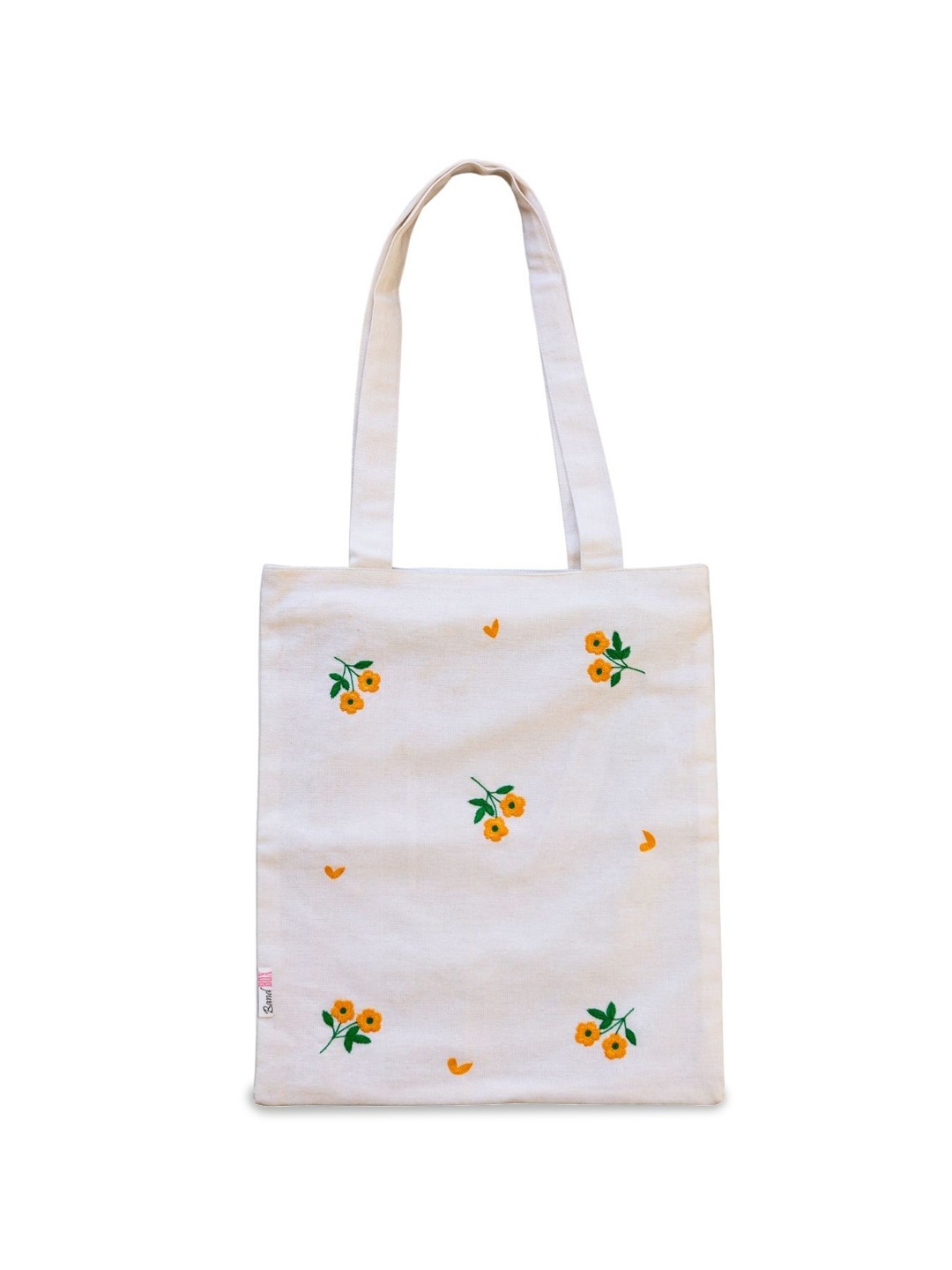

BandBox Women Floral Printed Shopper Cotton Tote Bag, White