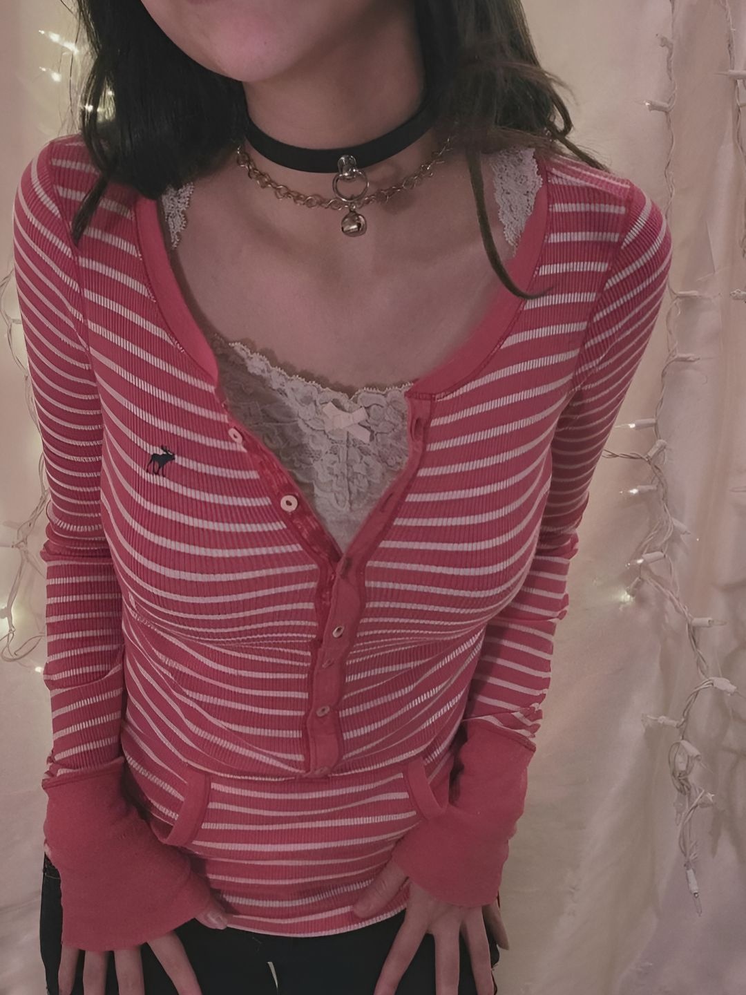 

LULU & SKY Women Striped Round Neck Slim Fit T-shirt, Pink
