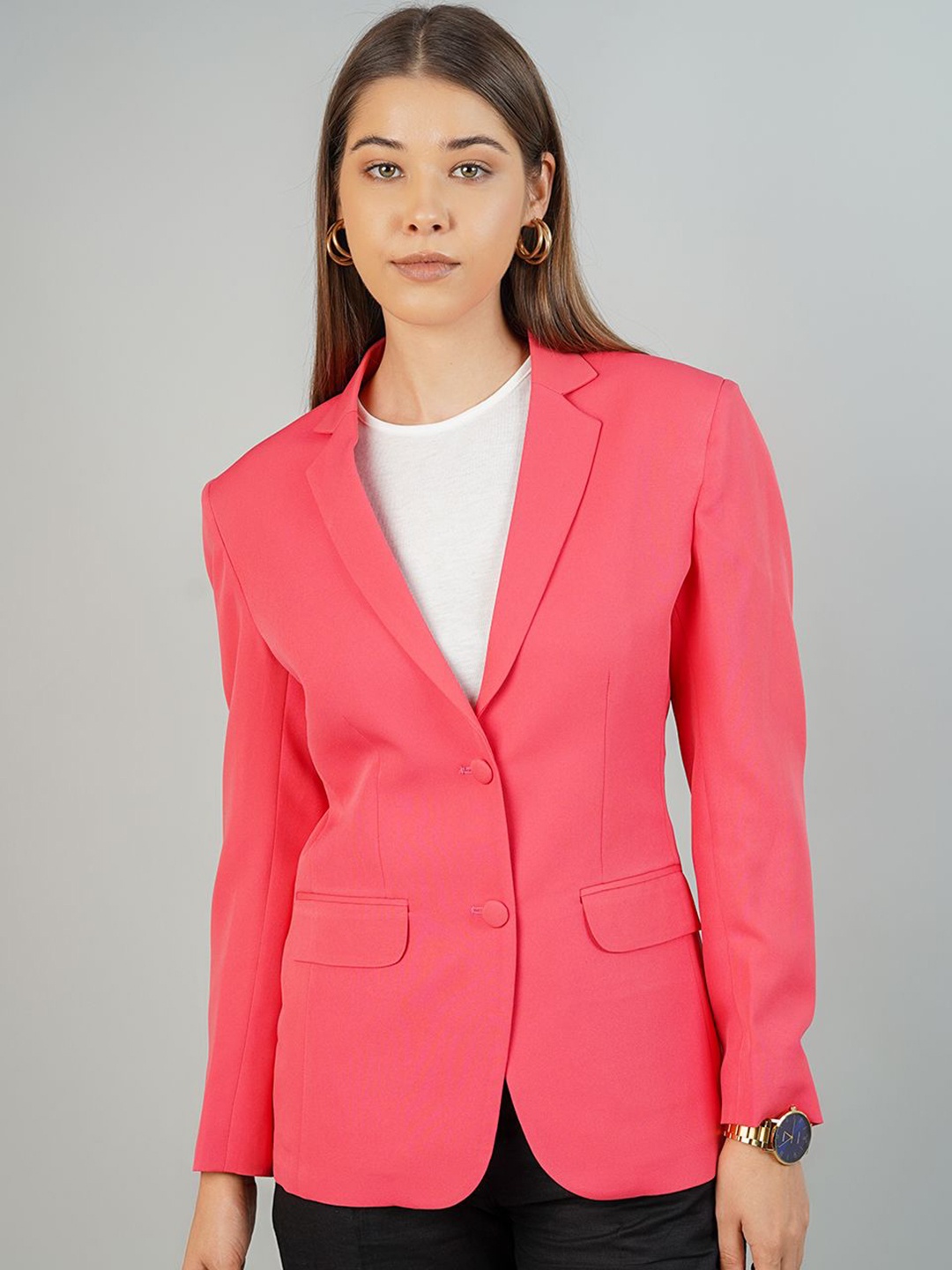 

INDOPHILIA Notched lapel Collar Single Breasted Formal Blazer, Pink