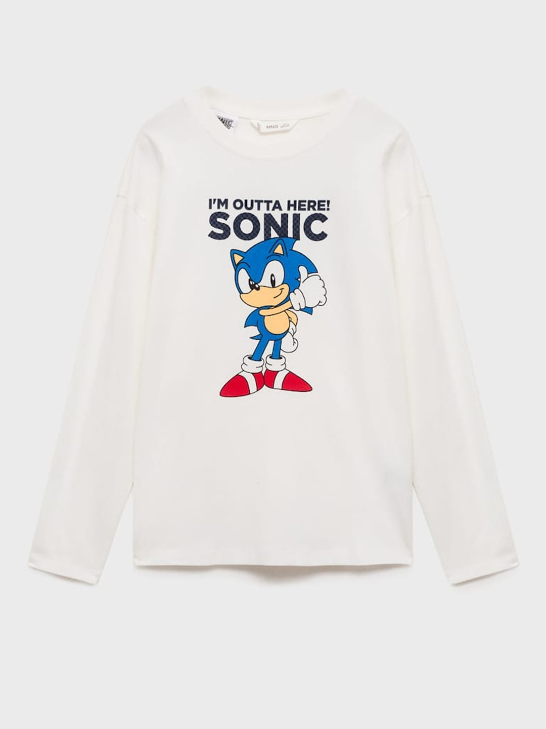 

Mango Kids Boys Pure Cotton Sonic Printed T-shirt, White