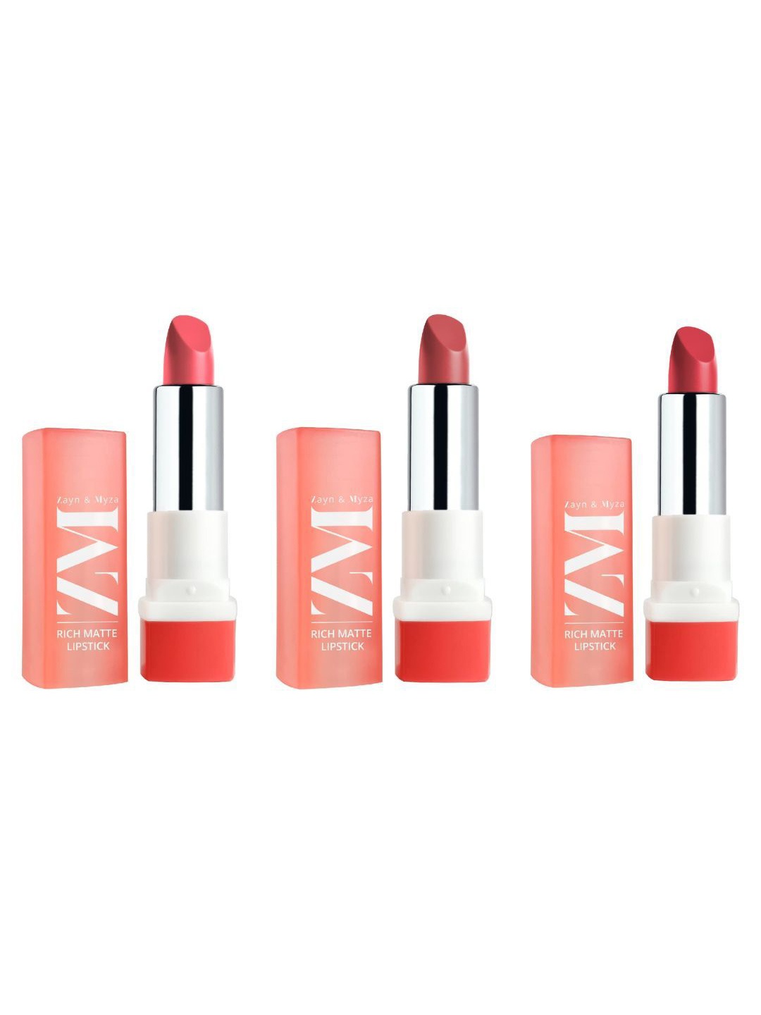 

ZM Zayn & Myza Set Of 3 Rich Matte Lipstick- 4.3g Each- Fashionista, Friyay & Show Stopper, Nude