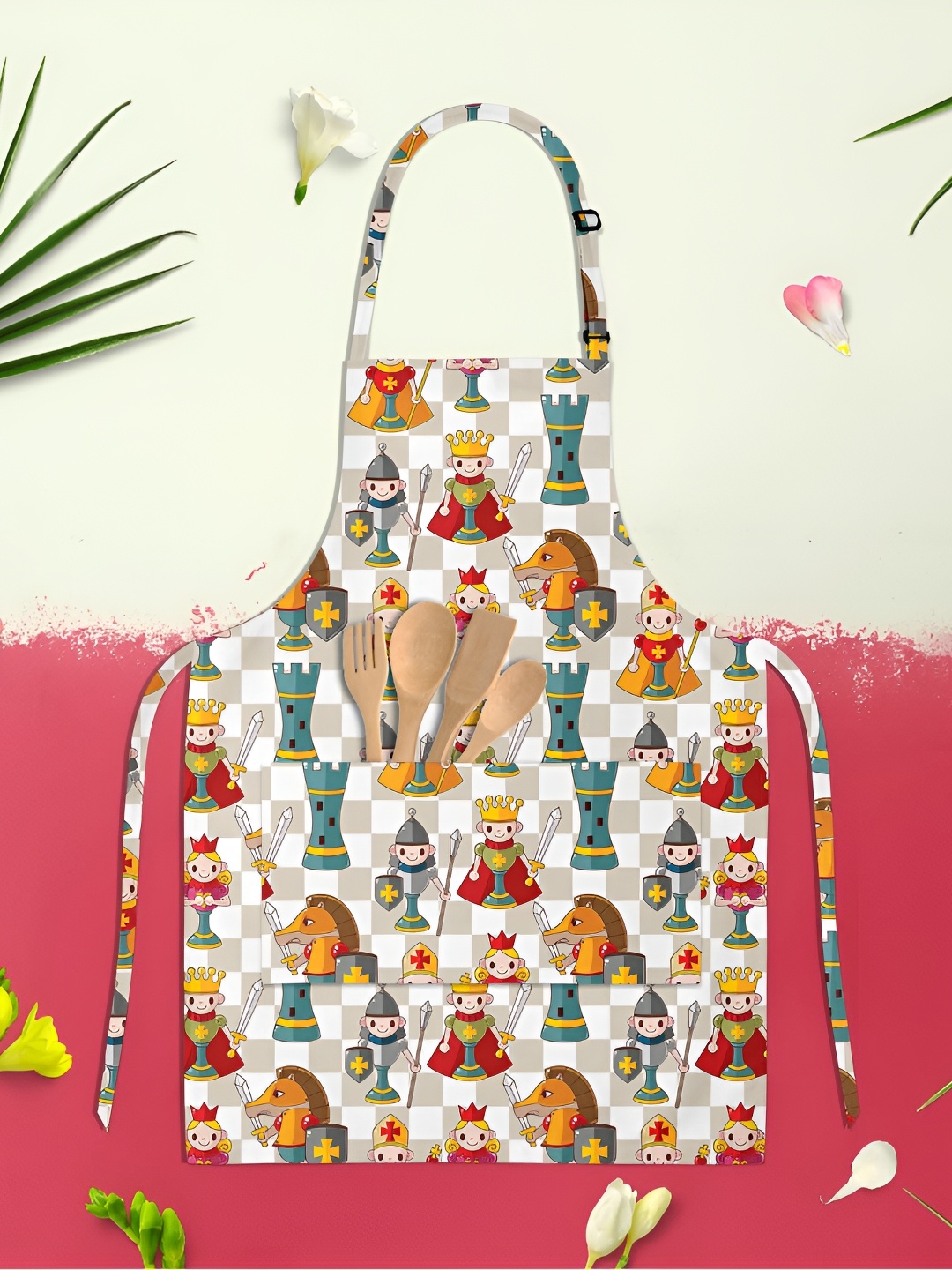 

ArtzFolio White & Brown Printed Cotton Apron