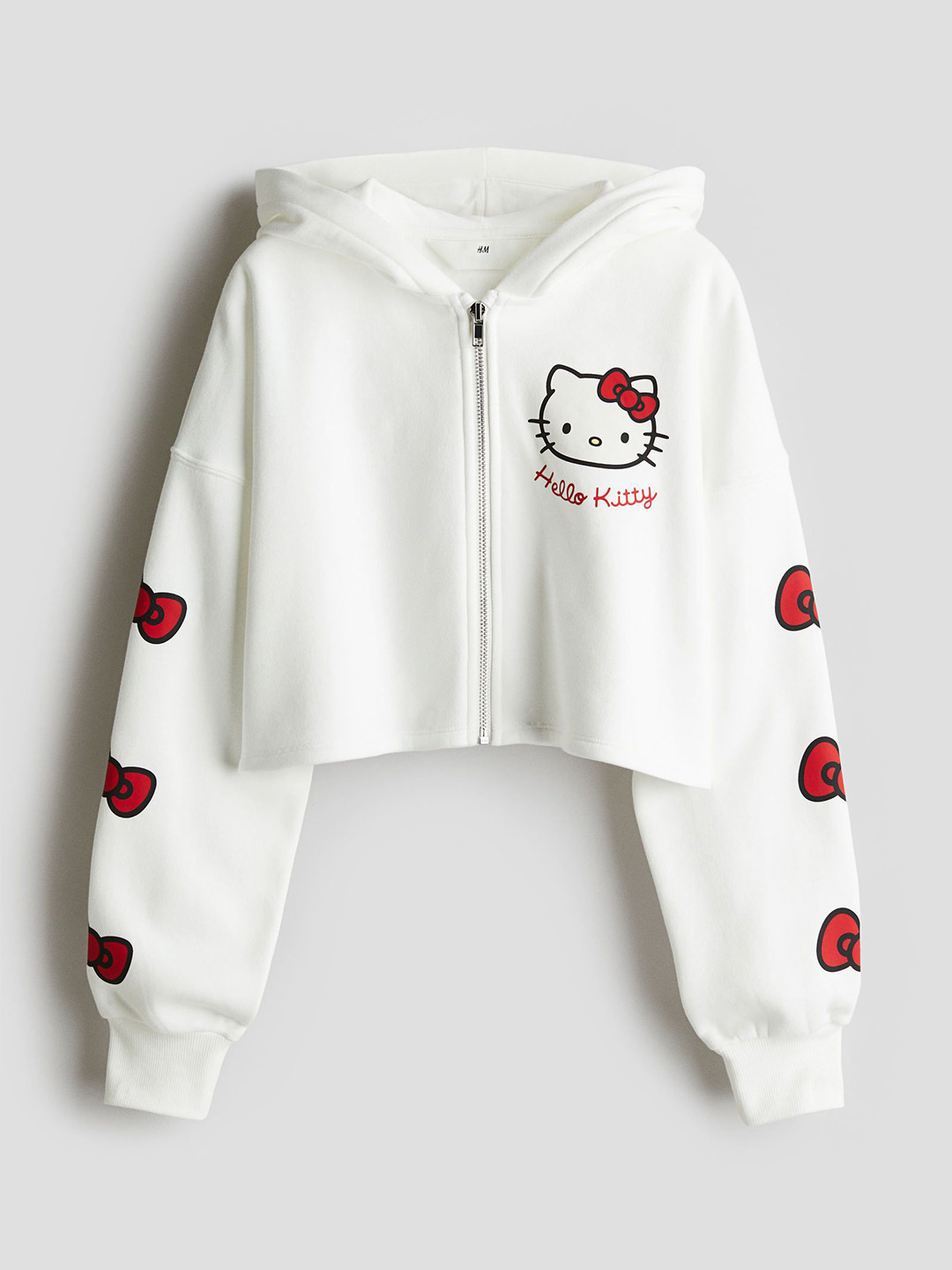 

H&M Girls Motif-Detail Zip-through Hoodie, White