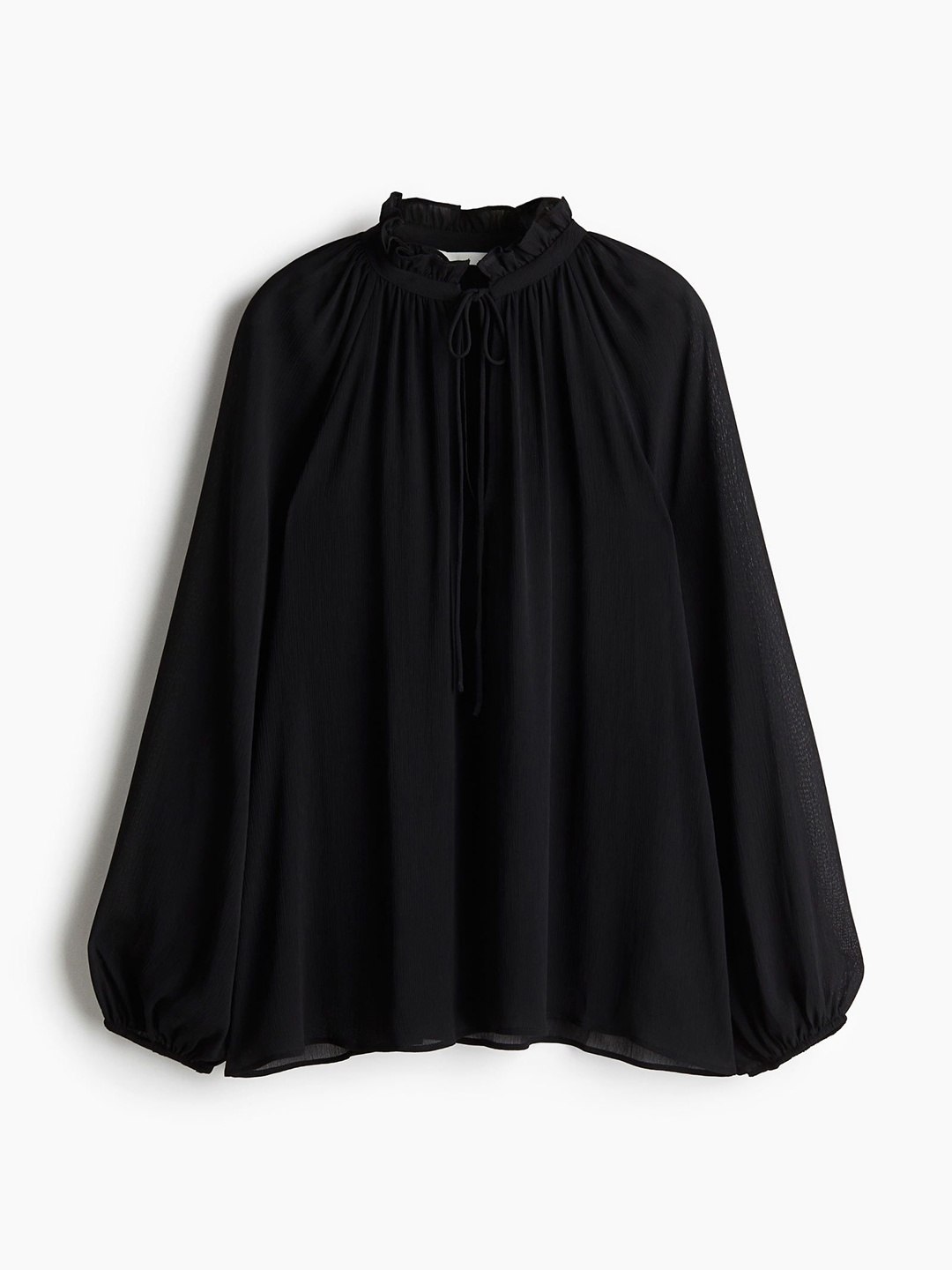 

H&M Crinkled Loose Fit Blouse, Black