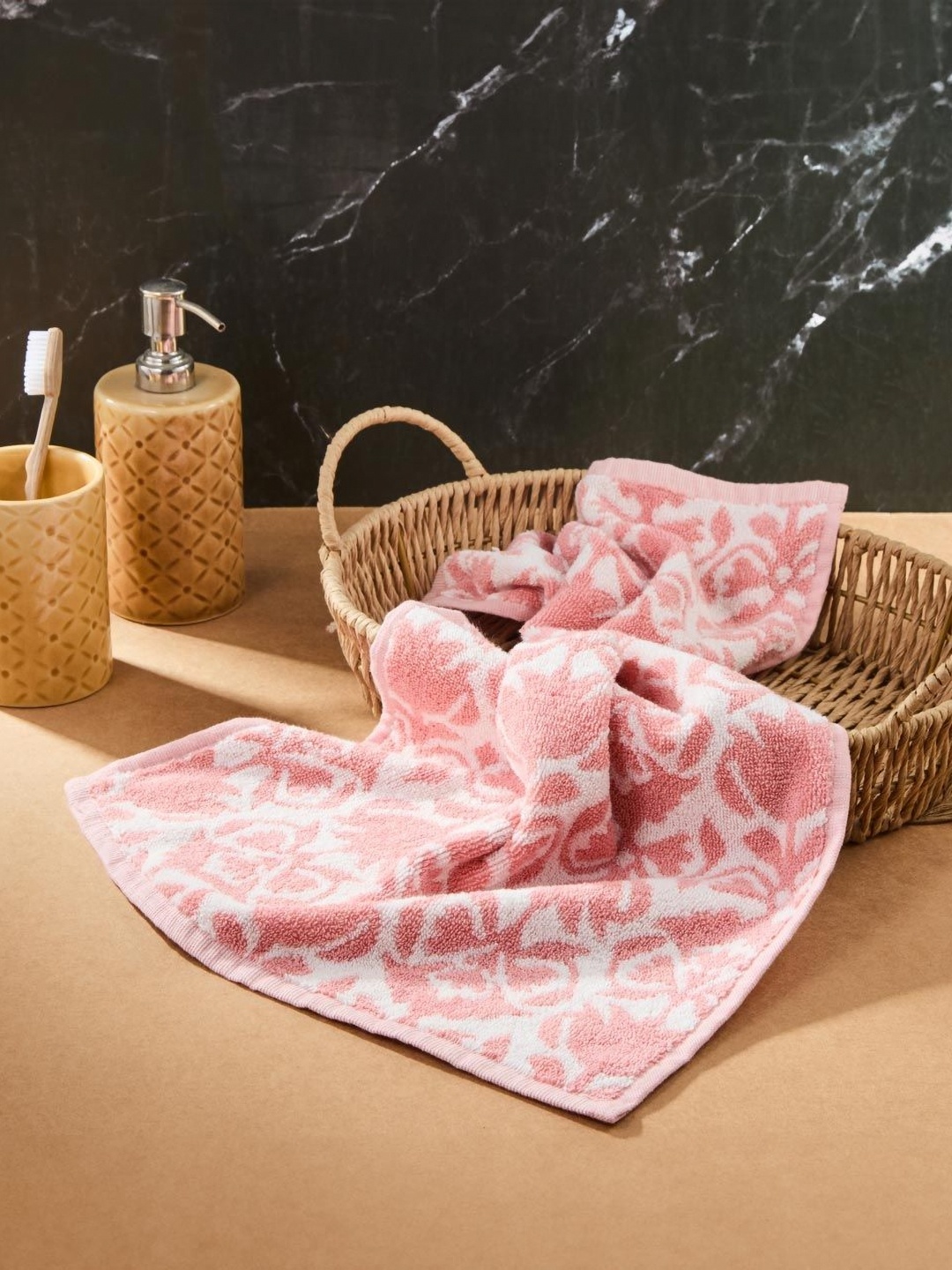 

Fabindia Pink Self Design Cotton 570 GSM Bath Towel