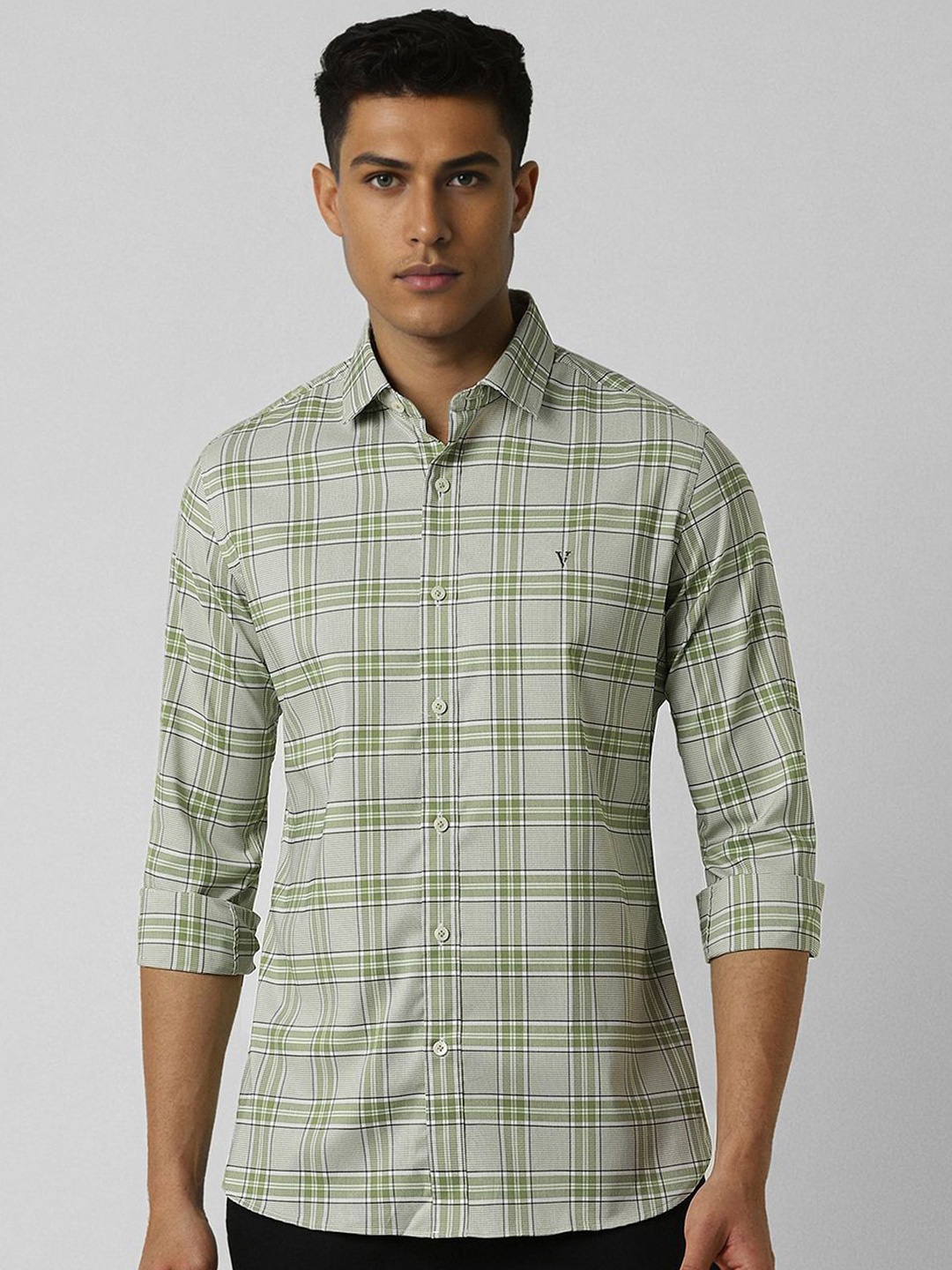 

Van Heusen Sport Men Slim Fit Opaque Checked Casual Shirt, Green