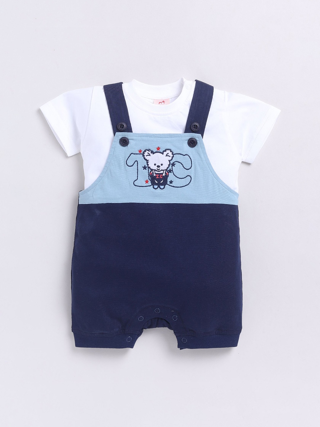 

Dollar Kids Printed Dungaree With T-Shirt, White