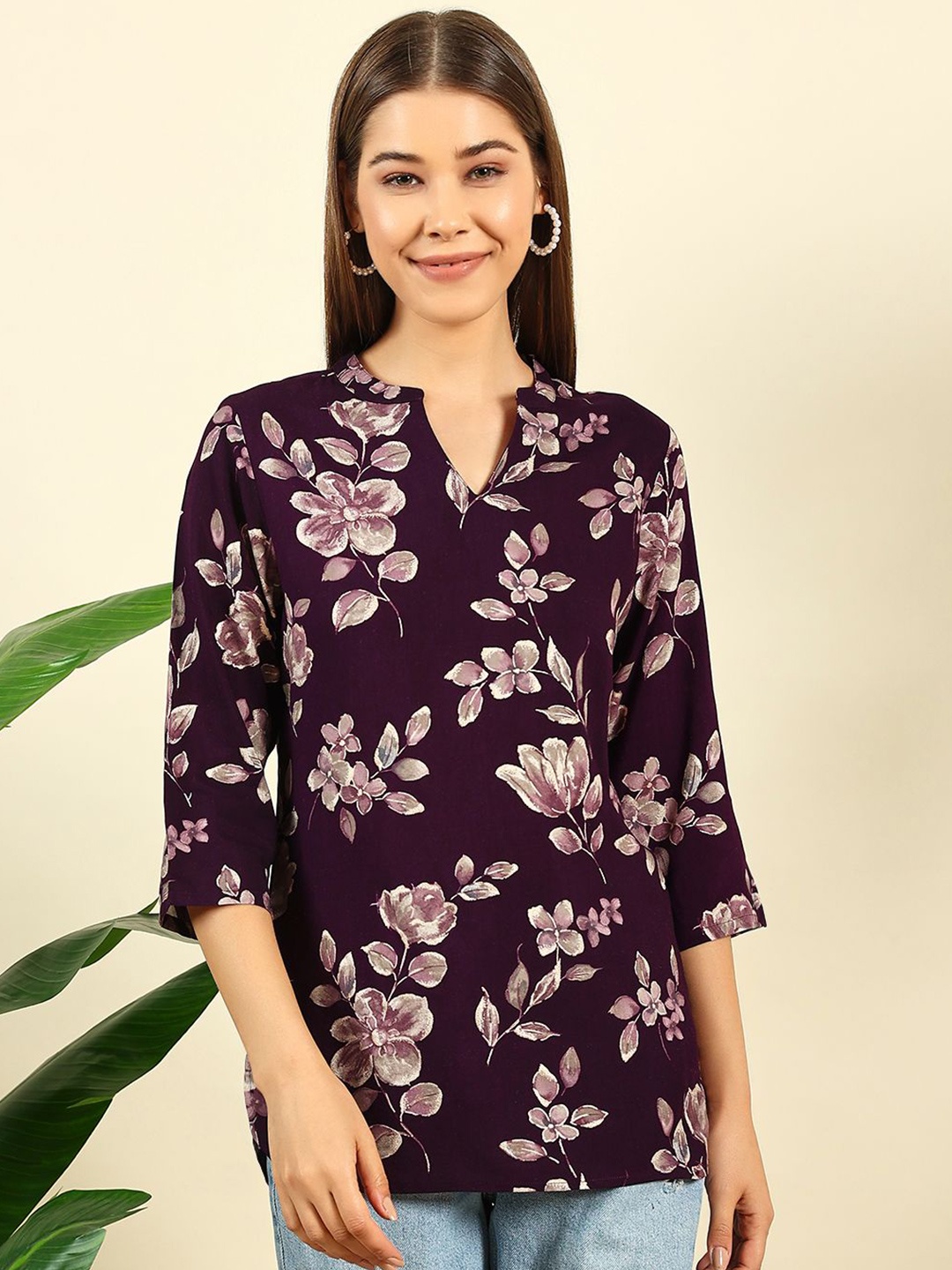 

Anouk Rustic Women Floral Printed Top, Purple