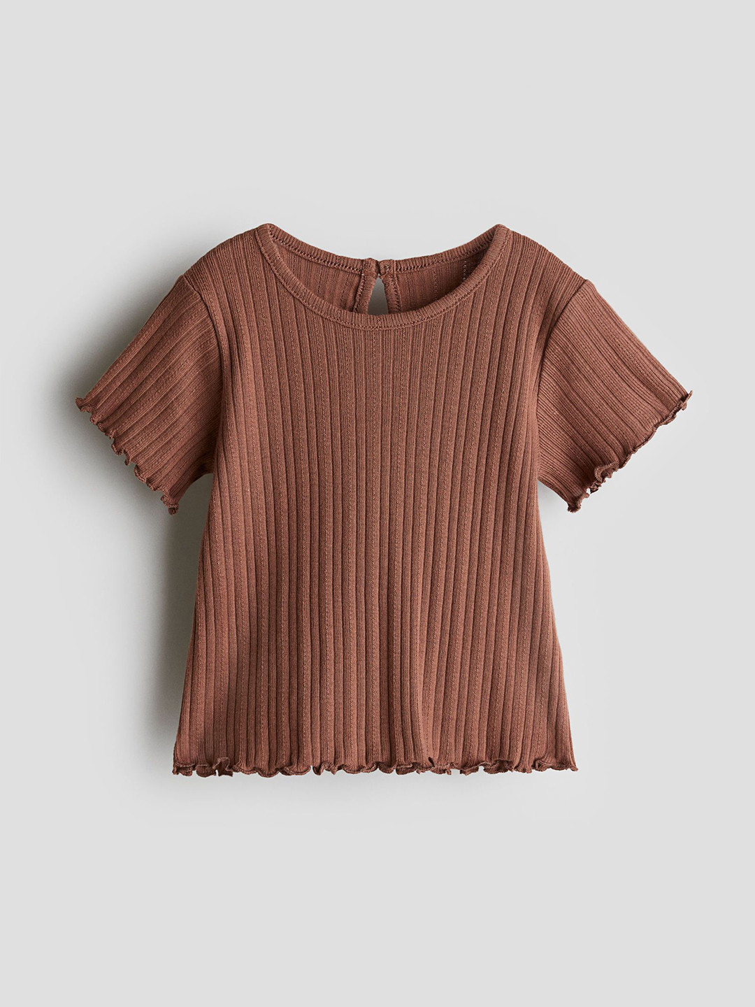 

H&M Girls Ribbed Jersey Top, Brown