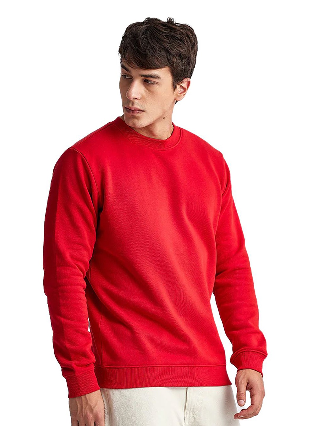 

SONIBROS Mens Plain Solid Sweatshirt, Red