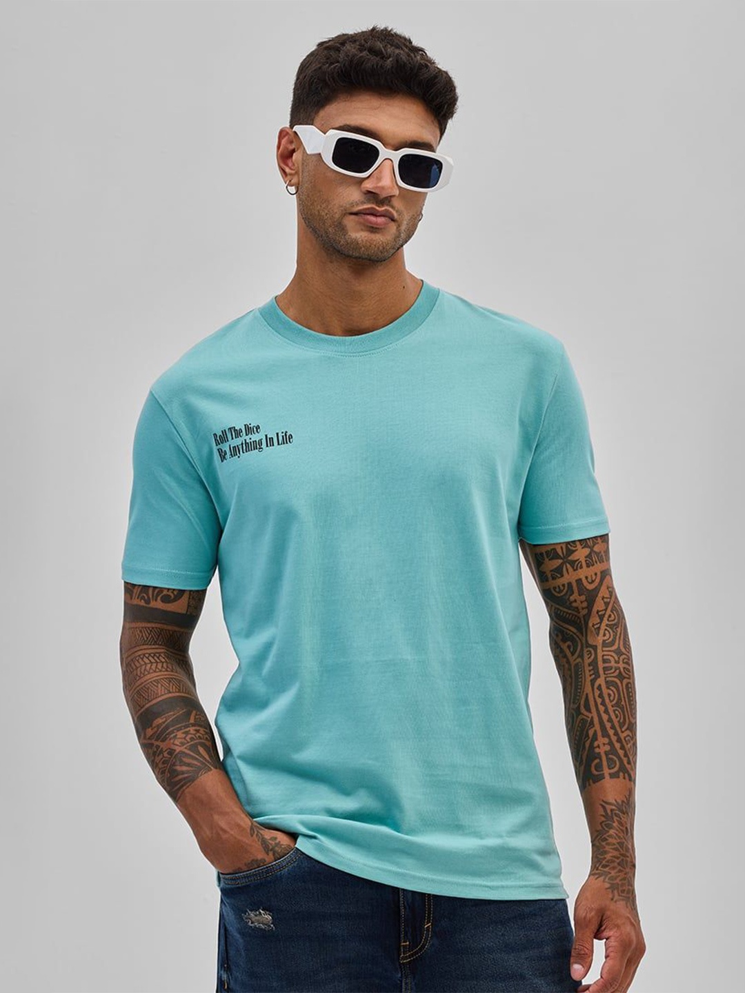 

Snitch Men Printed T-shirt, Turquoise blue