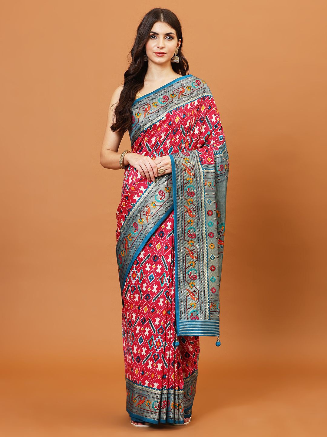 

Meena Bazaar Ethnic Motifs Printed Saree, Pink