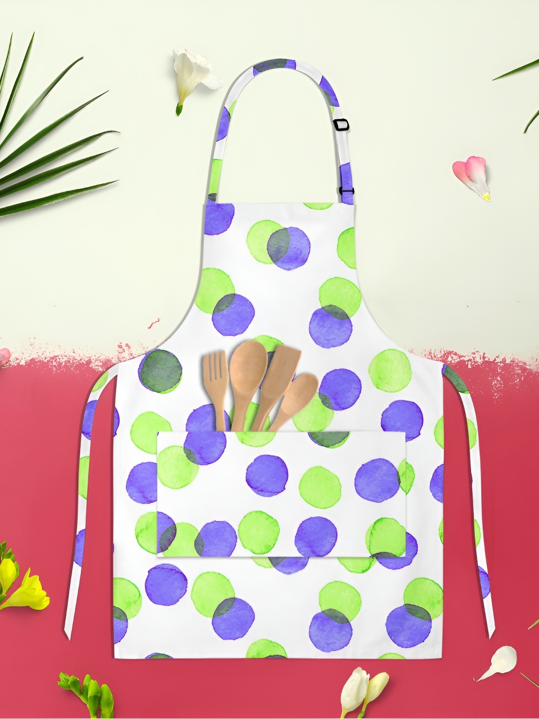 

ArtzFolio Green & White Printed Pure Cotton Apron