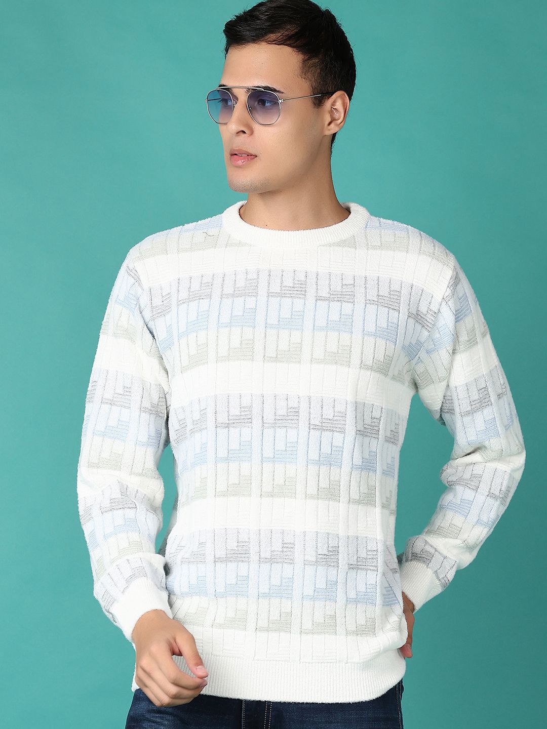 

V-Mart Men Cotton Round Neck Long Sleeves Pullover, Green