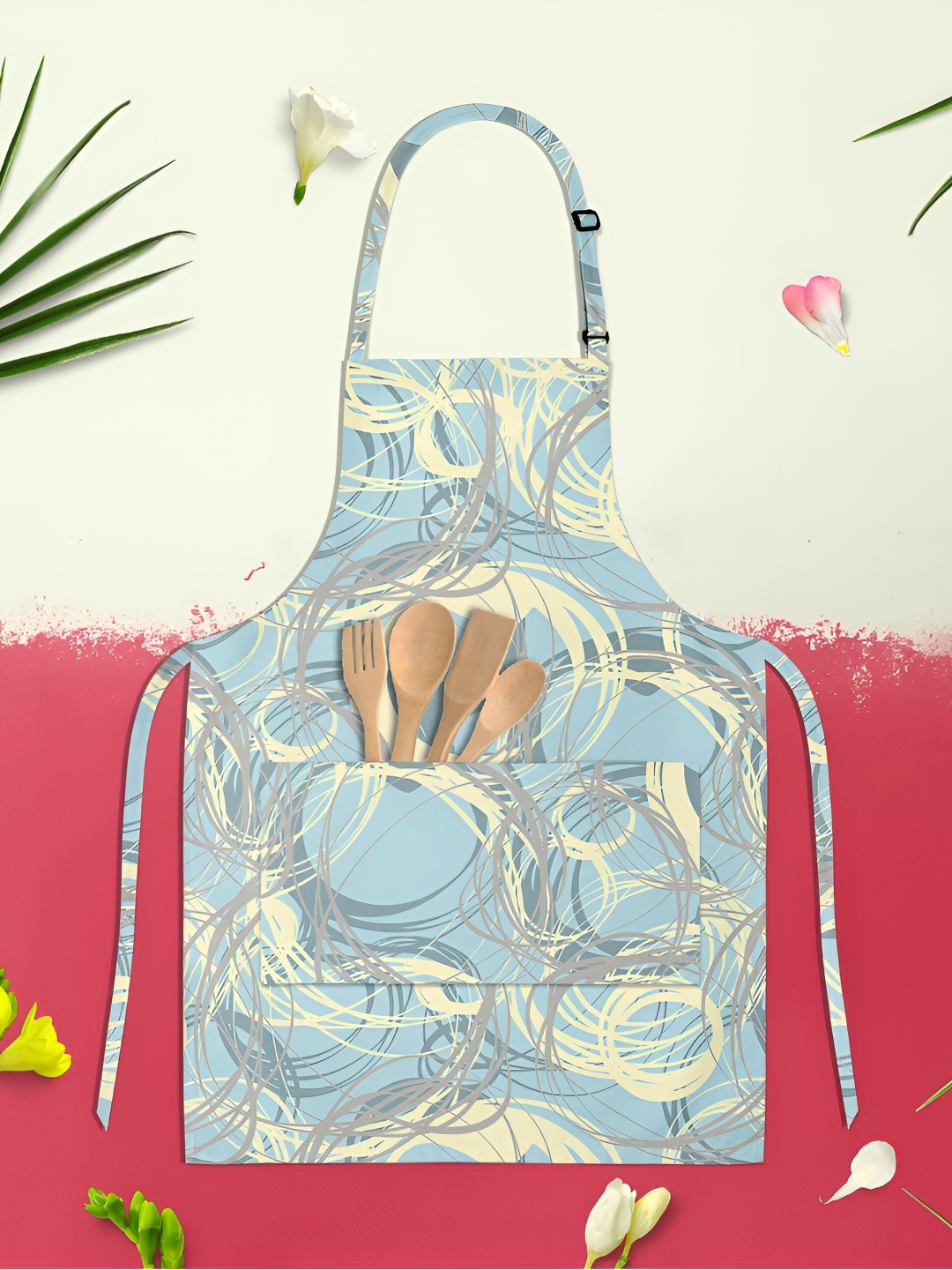 

ArtzFolio Doodle Effect Blue & Grey Printed Cotton Apron