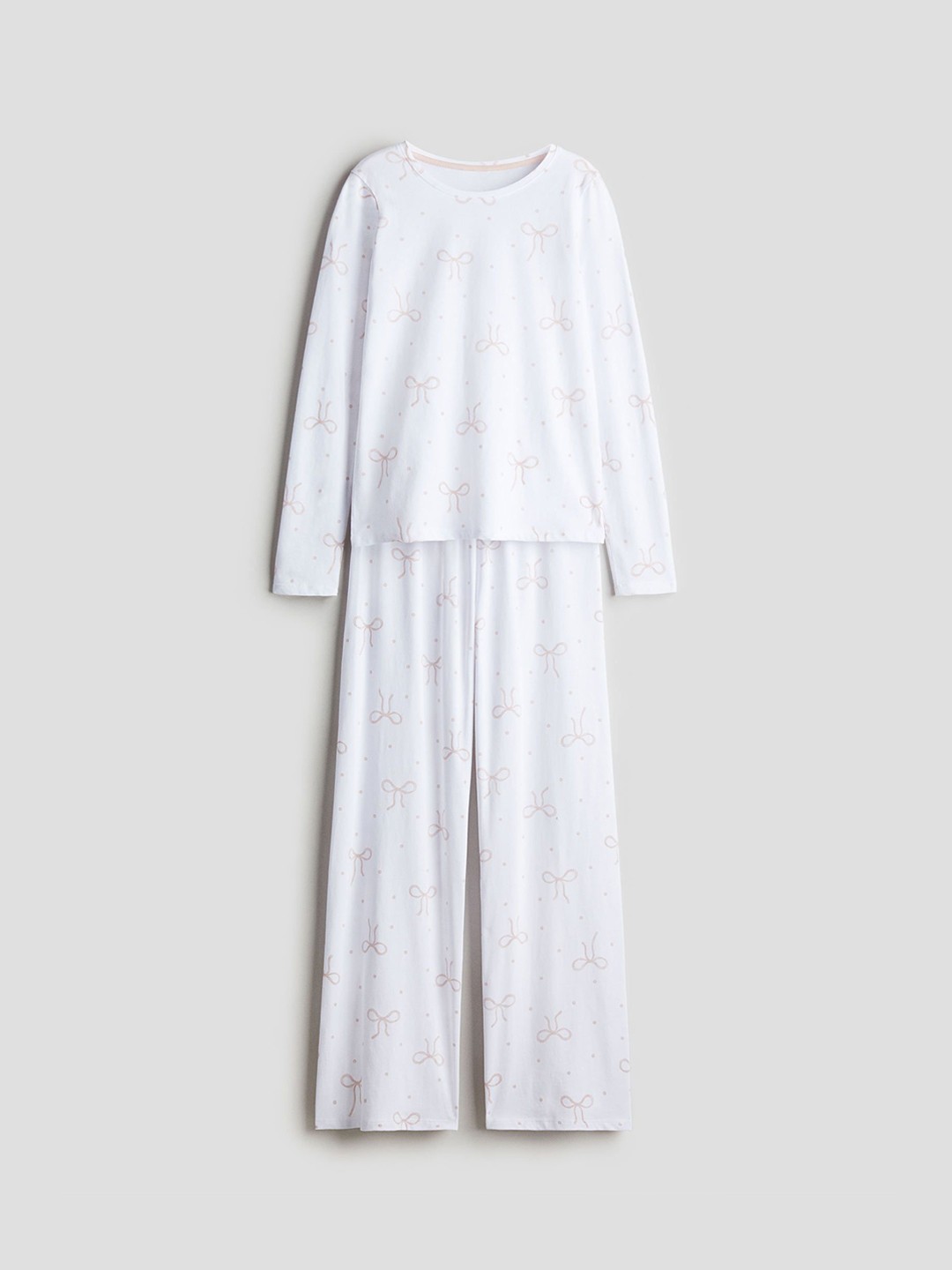 

H&M Girls Printed Cotton Night Suits, White