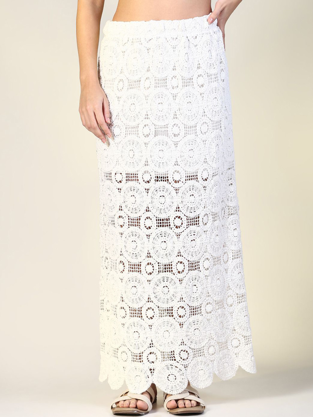 

SHOWOFF Women's Straight Crochet Maxi Skirt, White