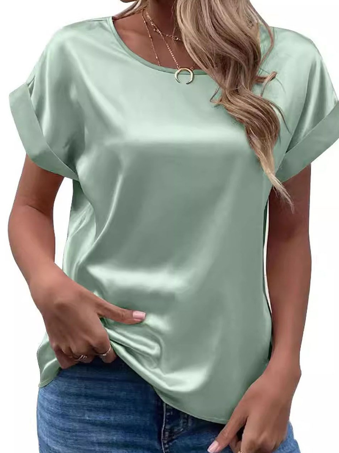 

StyleCast Women Extended Sleeves Top, Olive