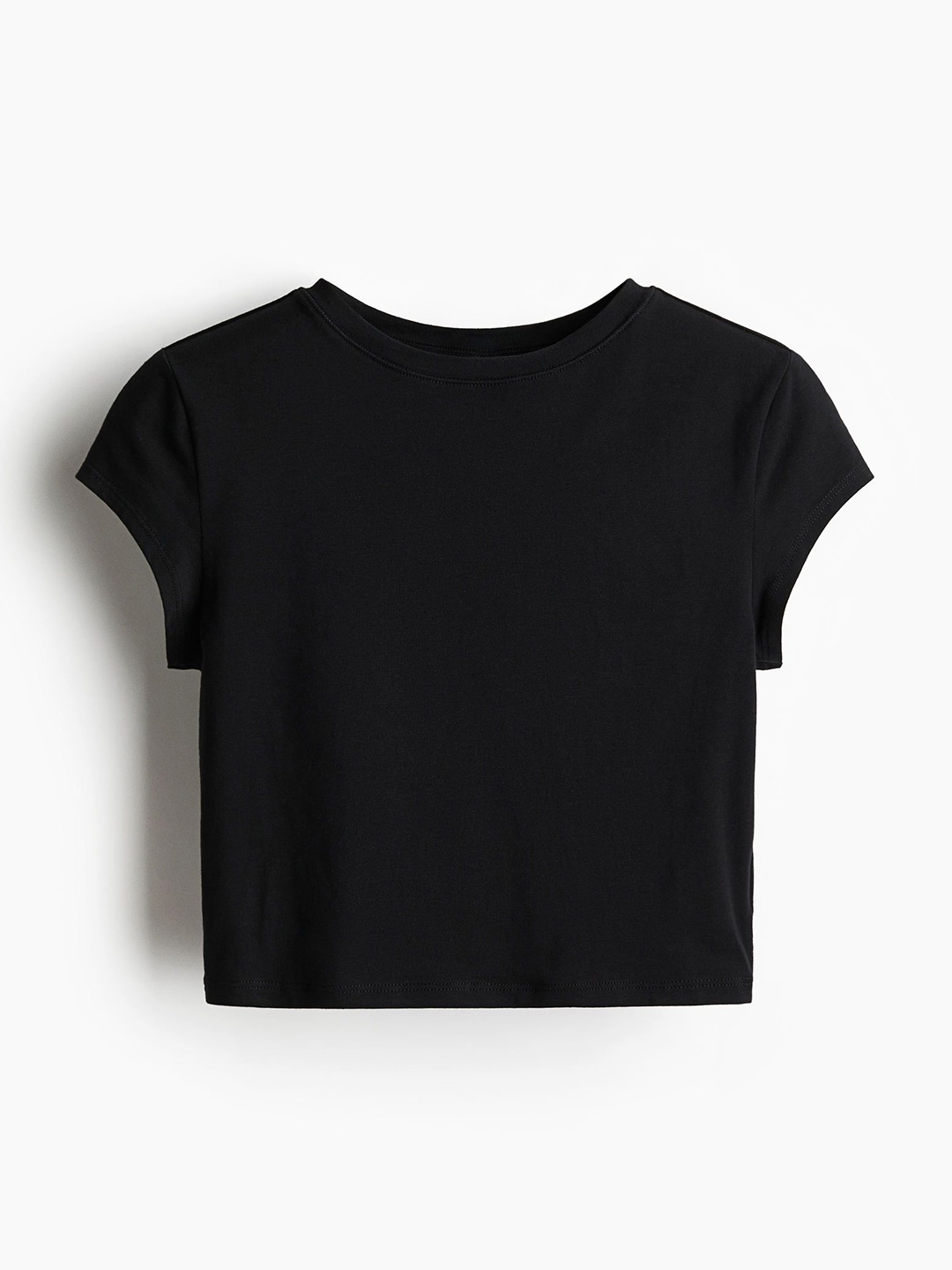

H&M Cropped Cotton Top, Black
