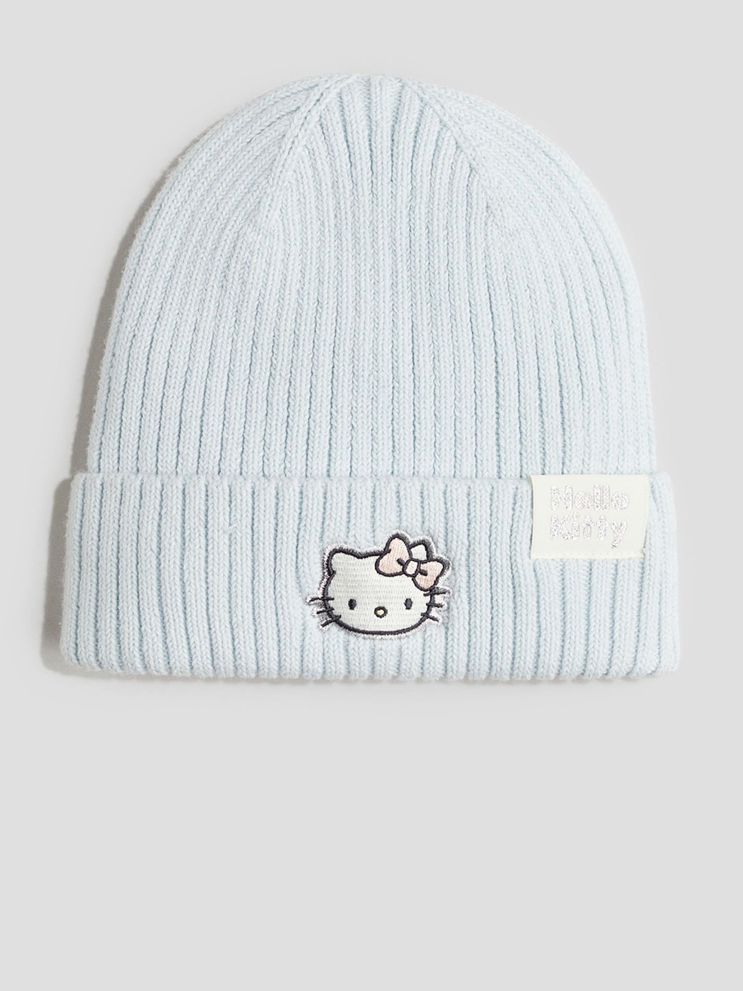 

H&M Motif-Detail Rib-Knit Beanie, Blue