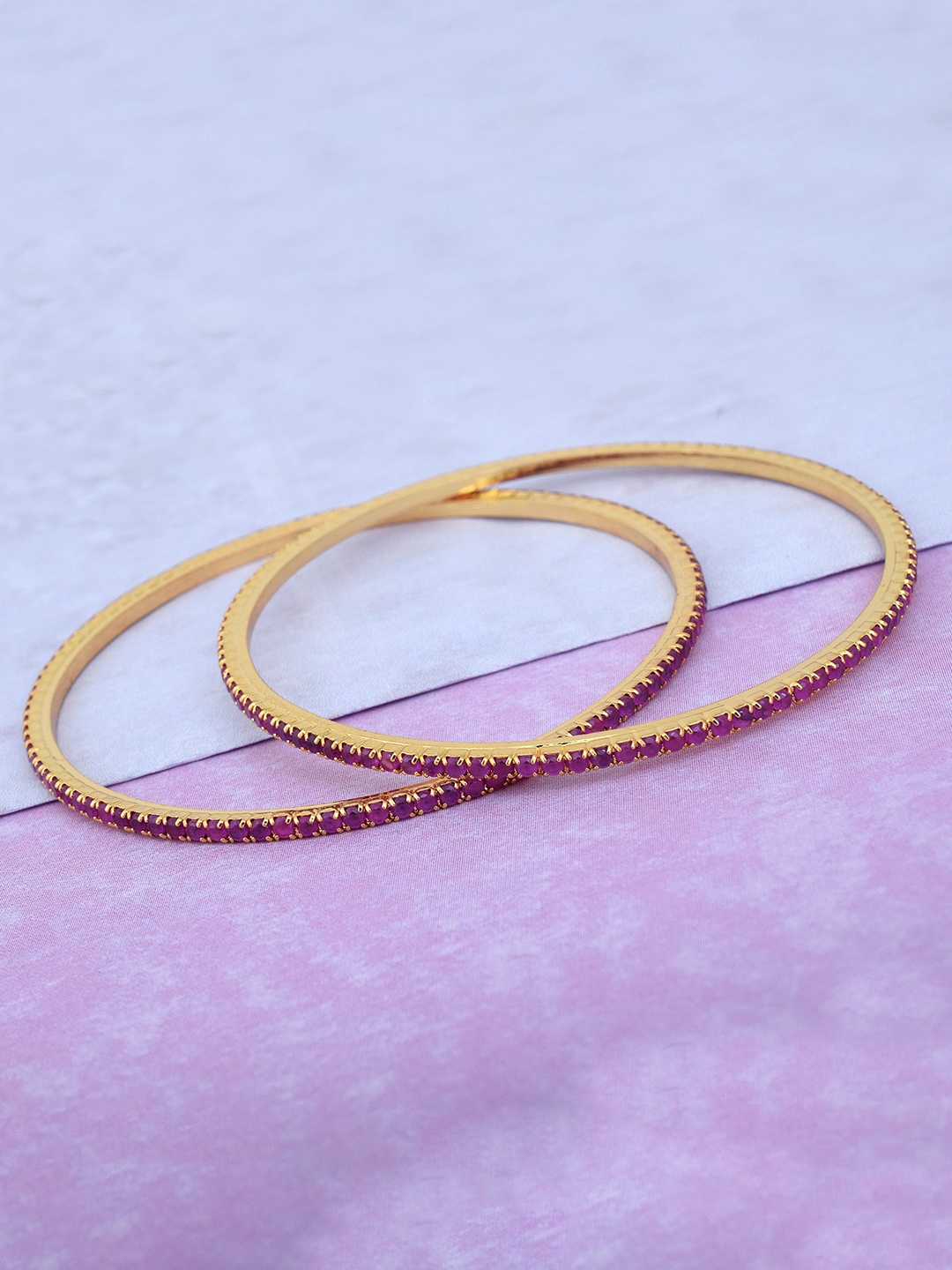 

MEMOIR Set Of 2 Gold-Plated Stone-Studded Bangles