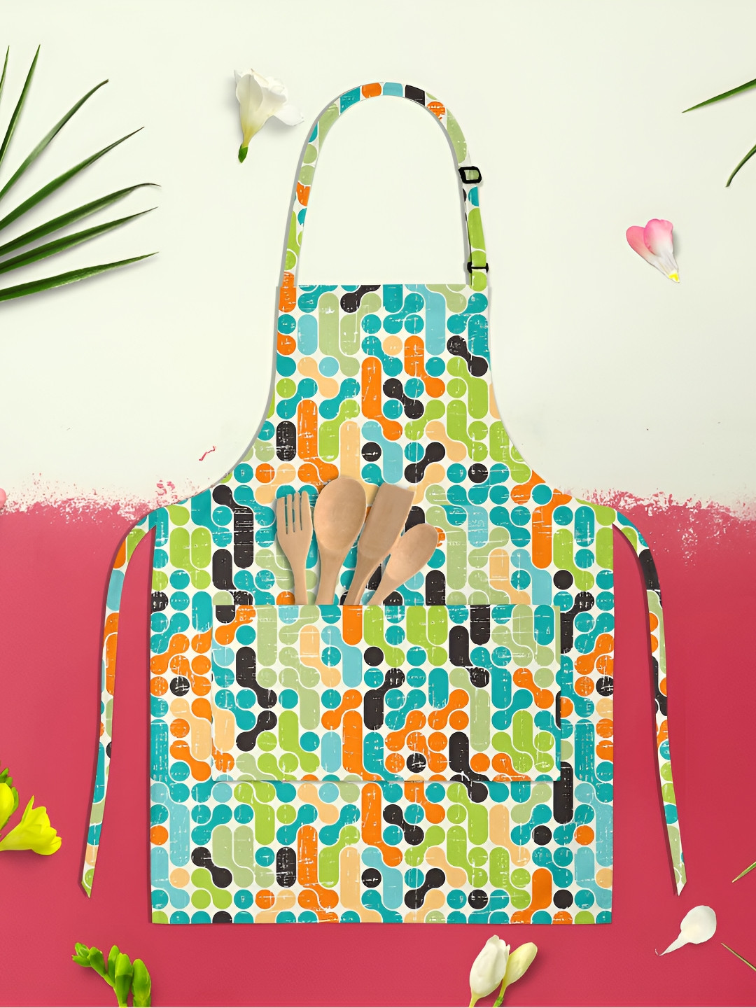 

ArtzFolio Green & Blue Printed Cotton Apron