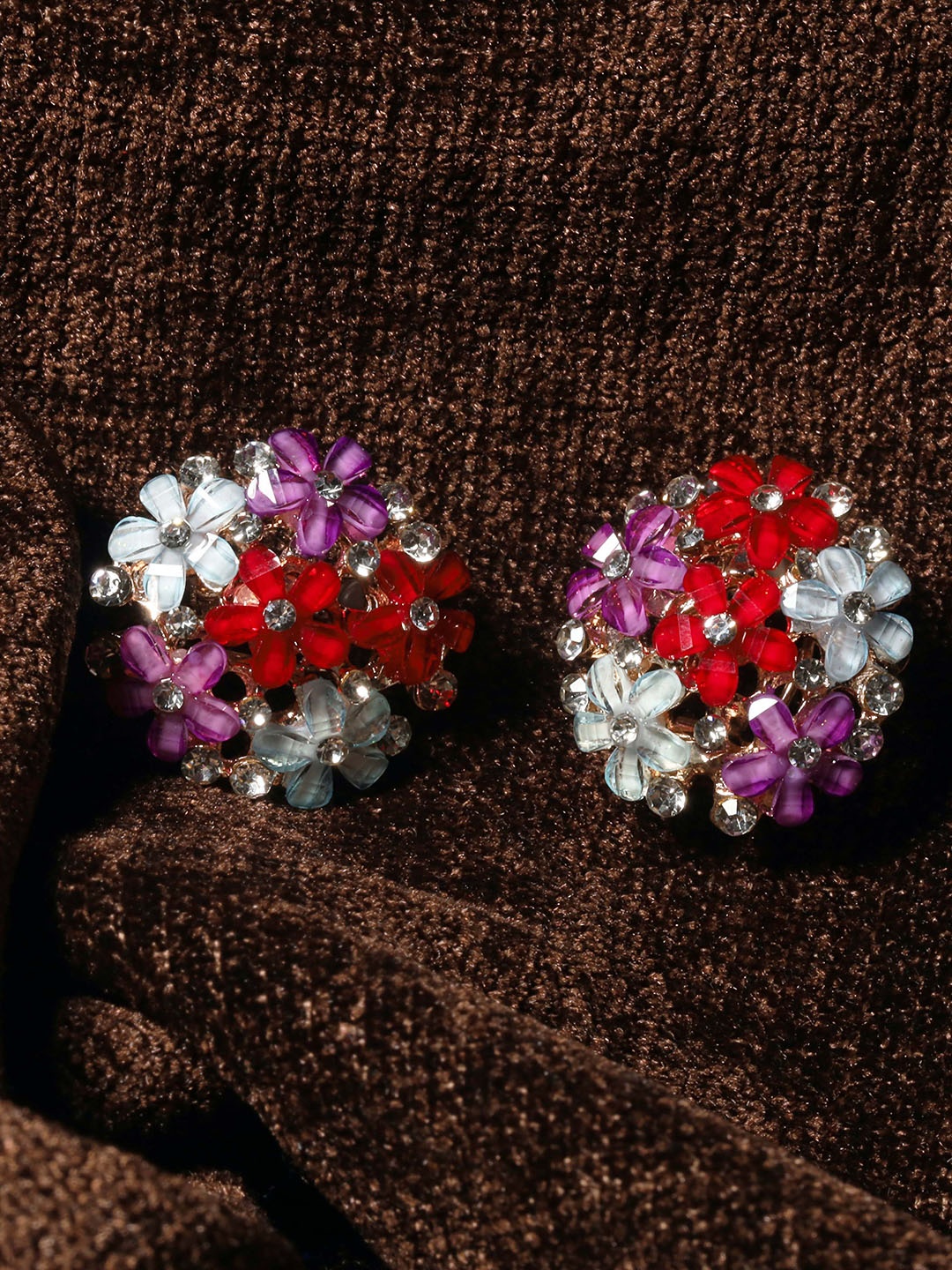 

Maansh Rose Gold Plated Stone Studded Floral Studs