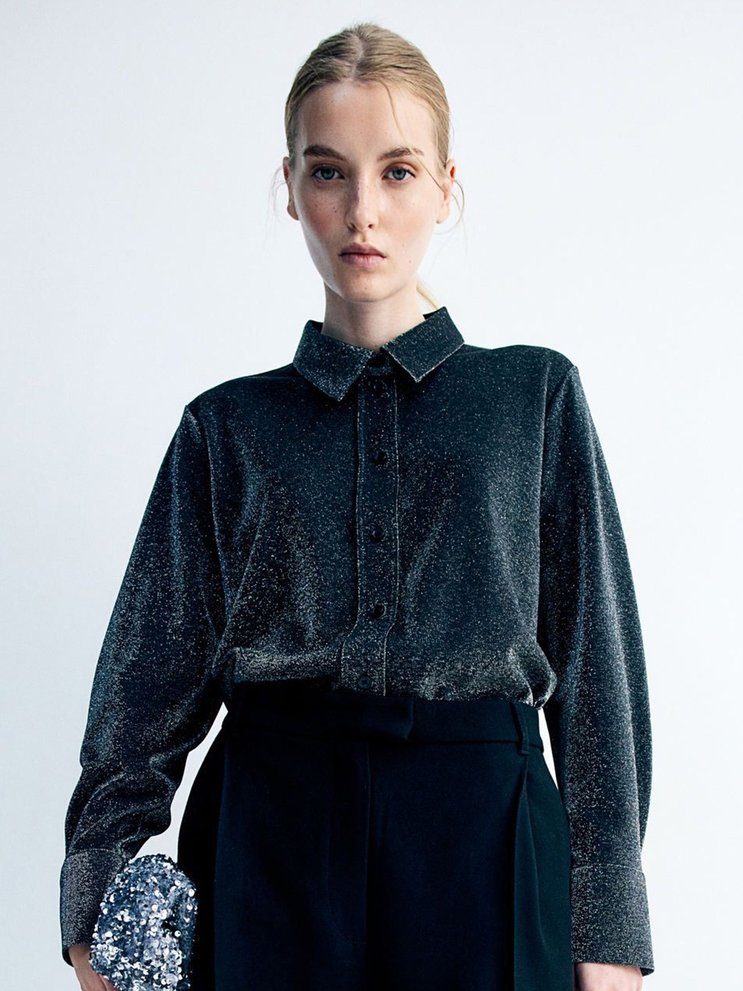 

H&M Glittery Shirt, Black
