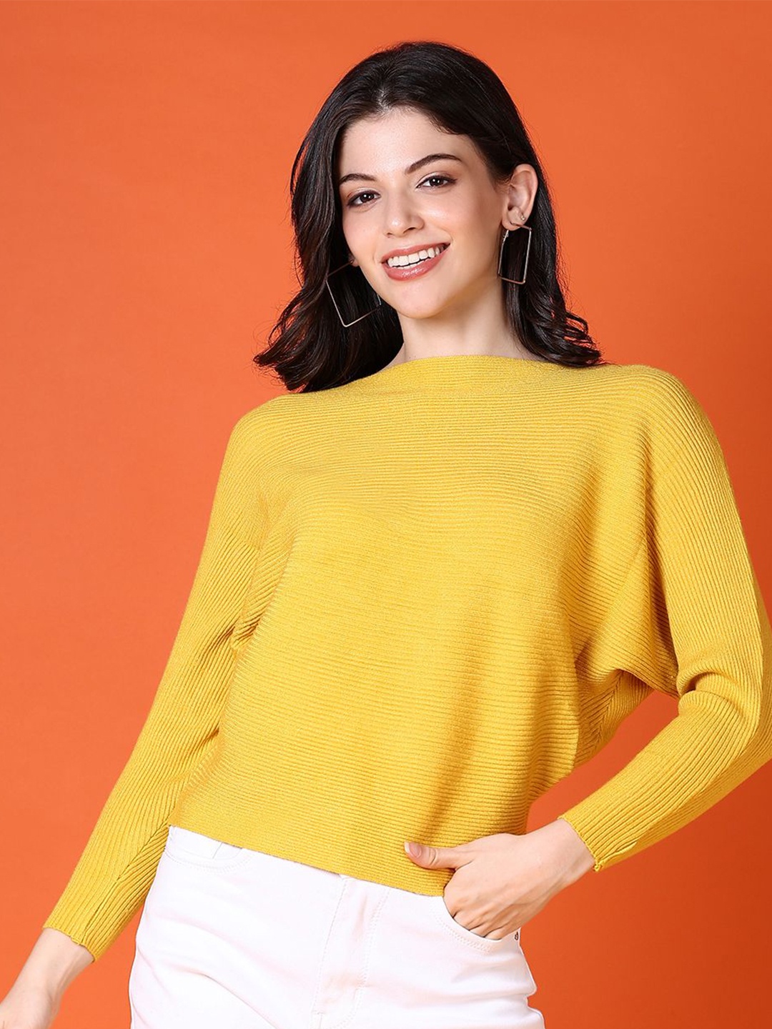 

V-Mart Women Cotton Round Neck Long Sleeves Pullover, Mustard