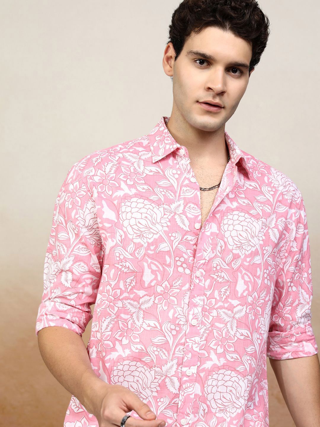 

Highlander Men Mui Printed Relaxed Shirt, Pink