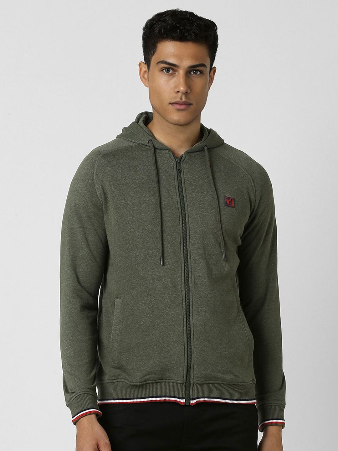 

Van Heusen Men Self Design Long Sleeves Hooded Sweatshirt, Olive