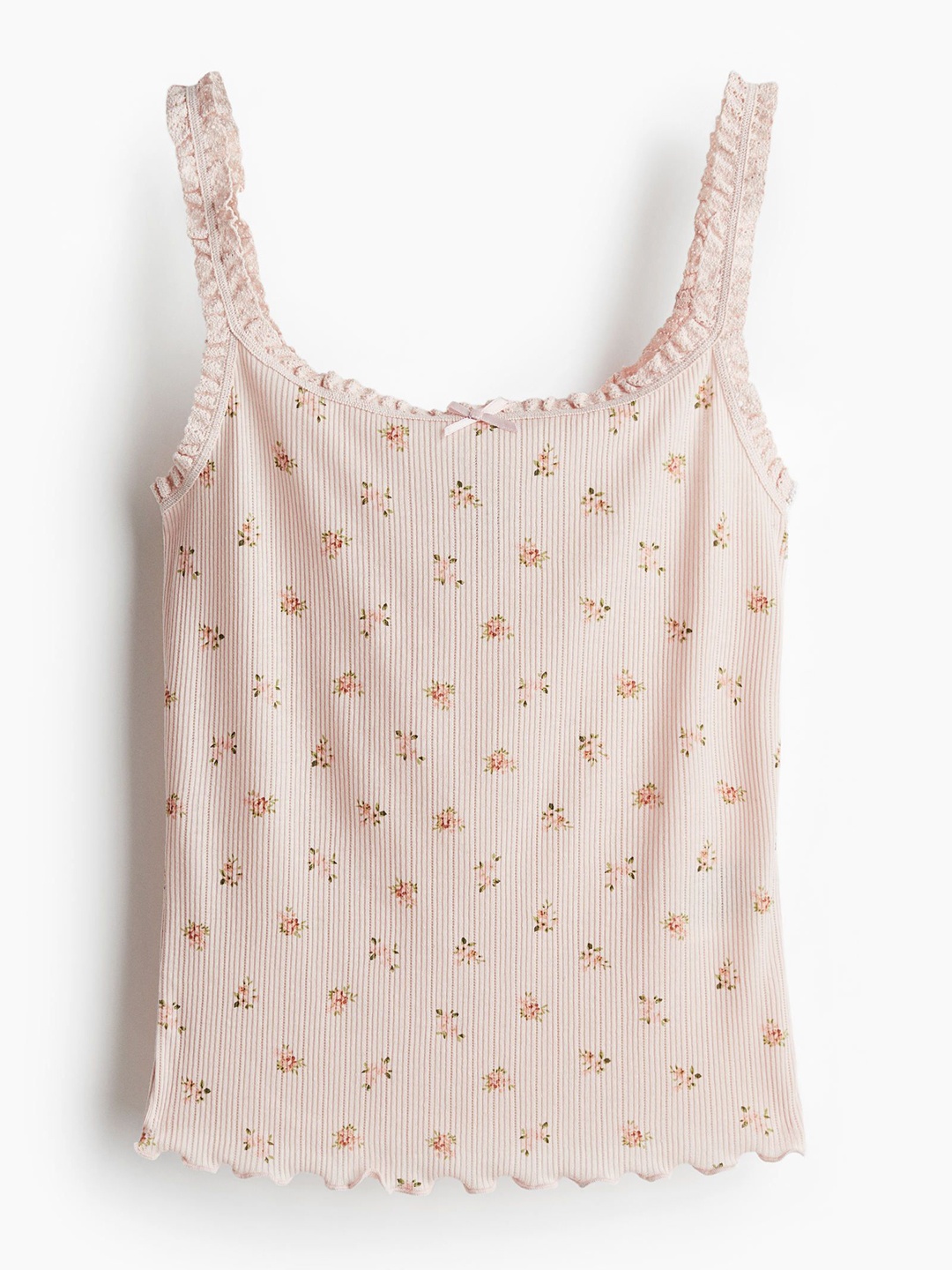 

H&M Women Lace-Trimmed Jersey Strappy Top, Pink