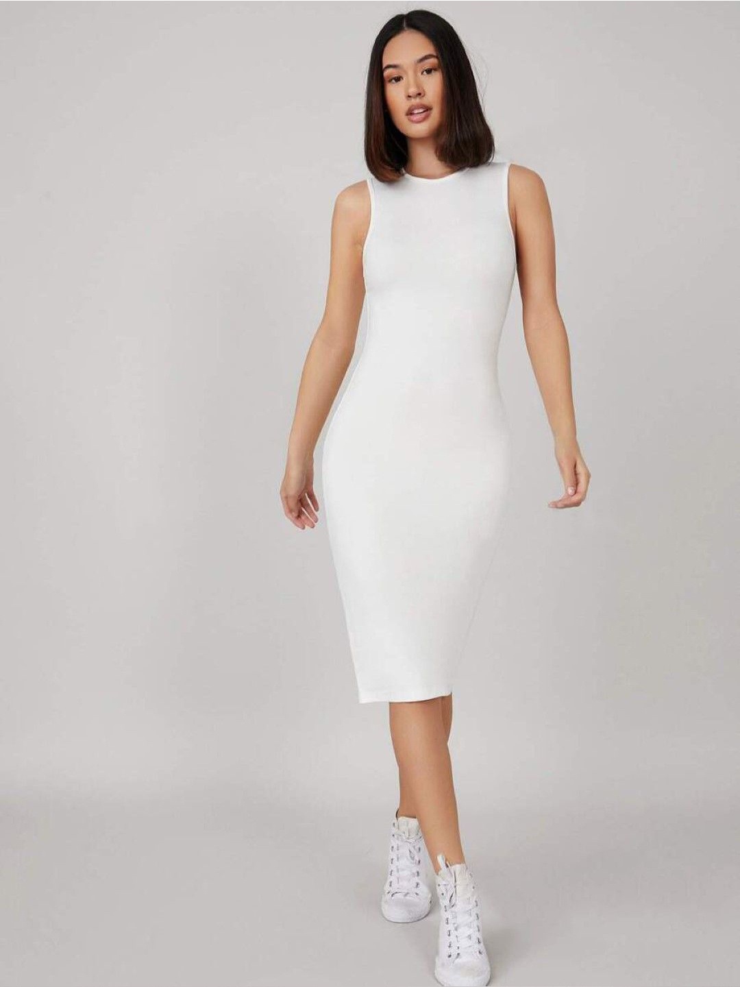 

BAESD Women Sleeveless Bodycon Midi Dress, White