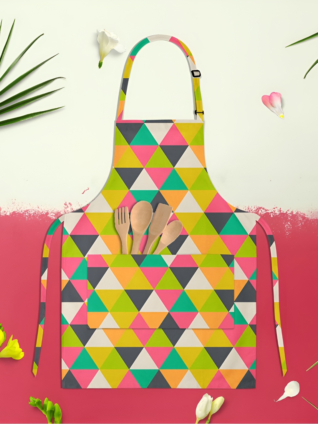 

ArtzFolio Green & Pink Printed Cotton Aprons