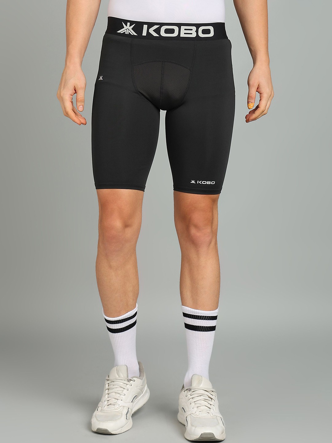 

KOBO Men Skinny Fit Training or Gym Slip-On Sports Shorts, Black