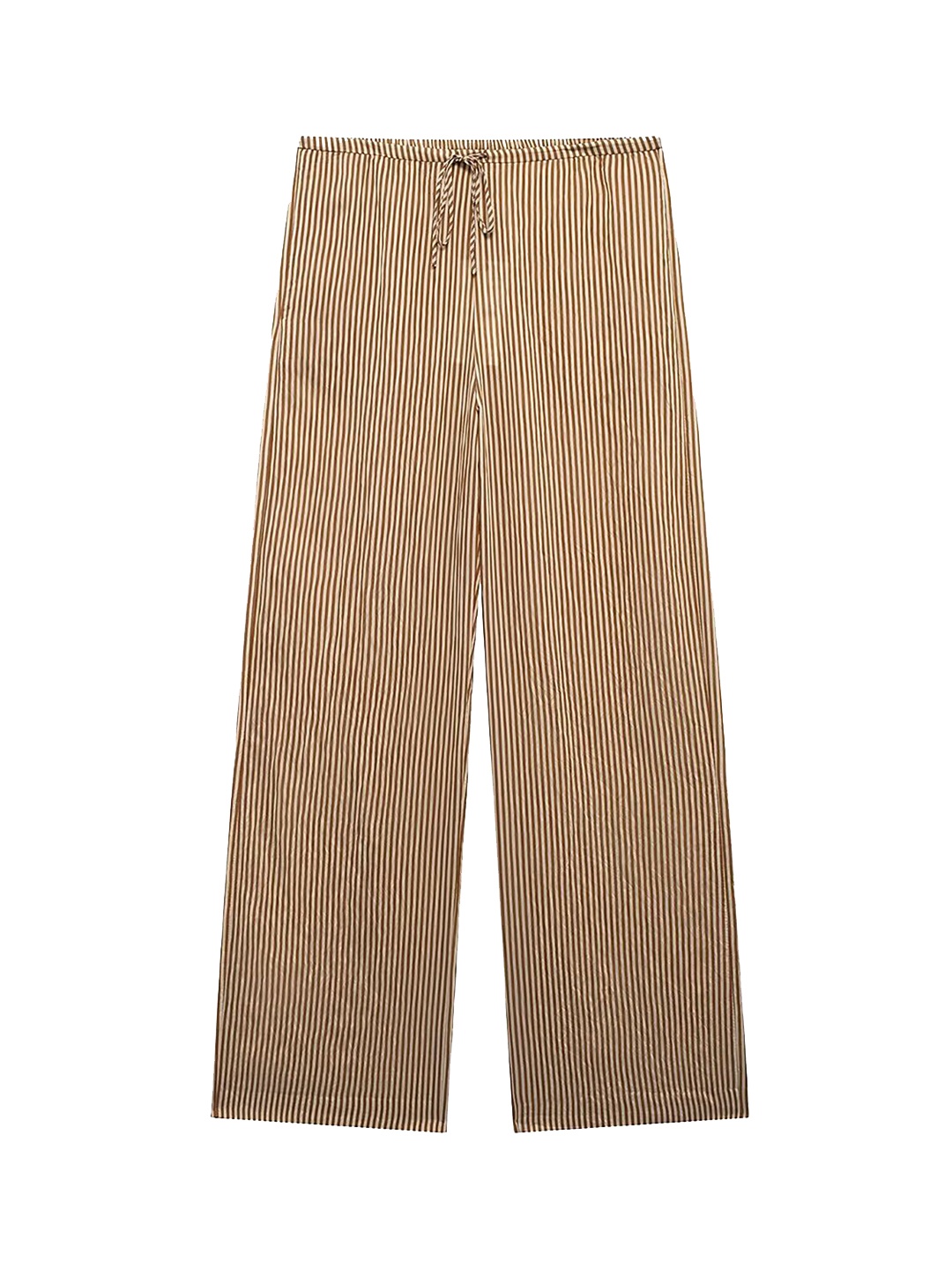 

LULU & SKY Women Striped Loose Fit High-Rise Trousers, Brown