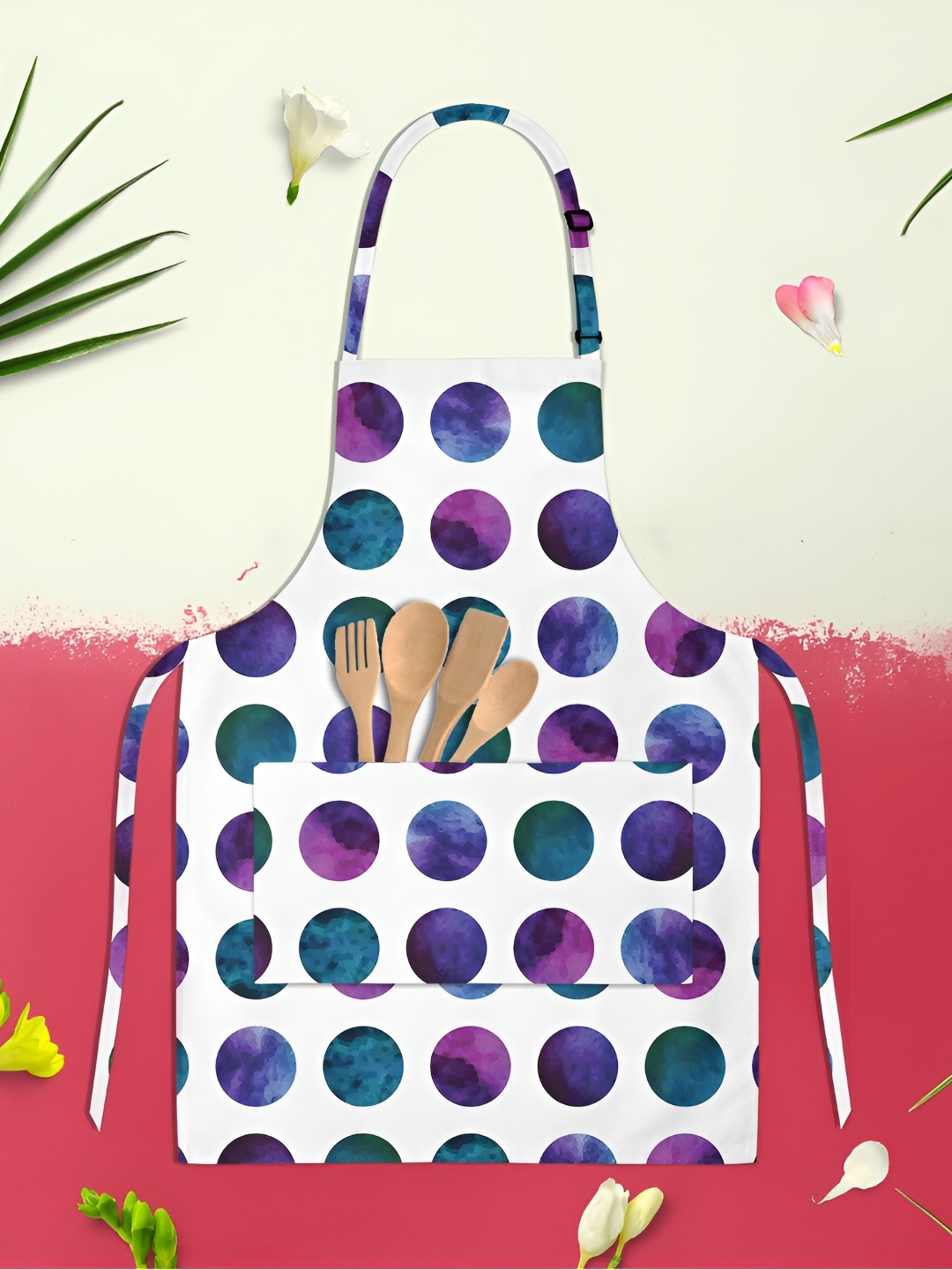 

ArtzFolio Green & White Printed Pure Cotton Apron