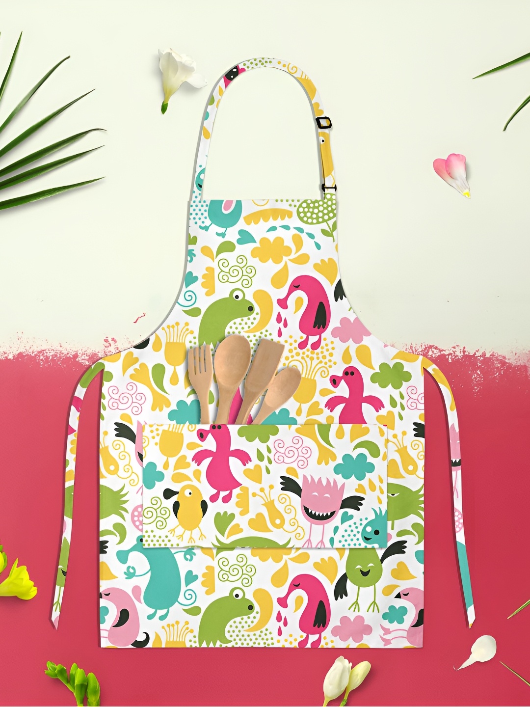 

ArtzFolio Kids White & Yellow Printed Cotton Aprons