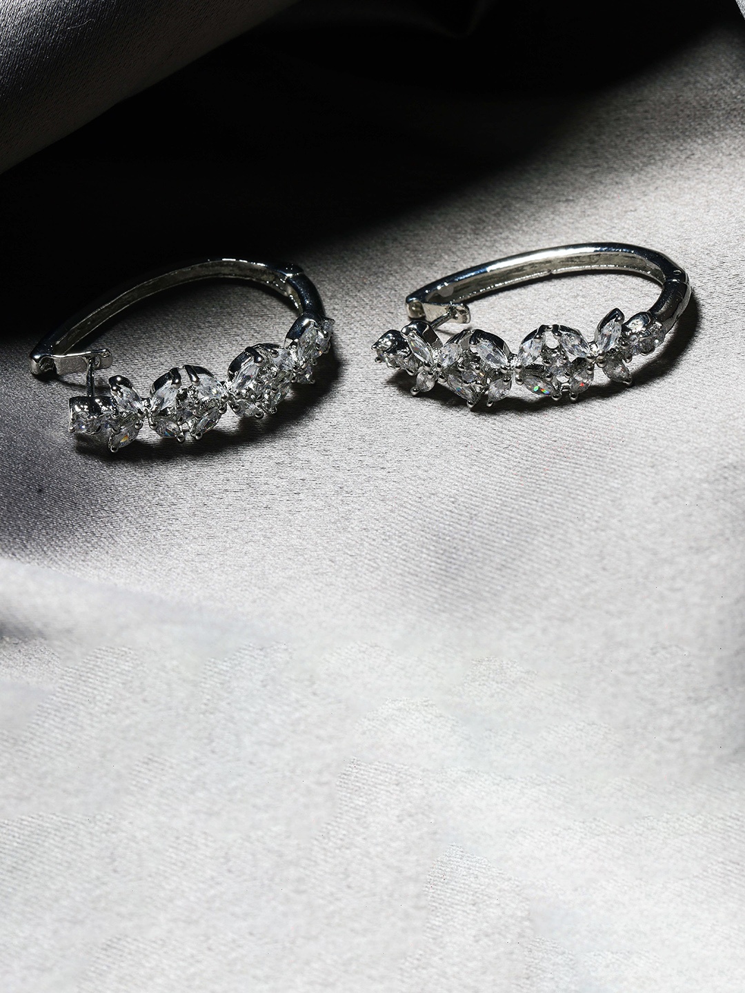 

Maansh Sterling Silver-Plated American Diamond Studded Contemporary Studs