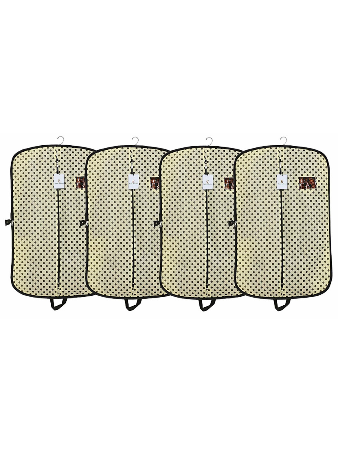 

Kuber Industries Cream-Coloured 4 Pieces Polka Dot Printed Foldable Suit Organiser