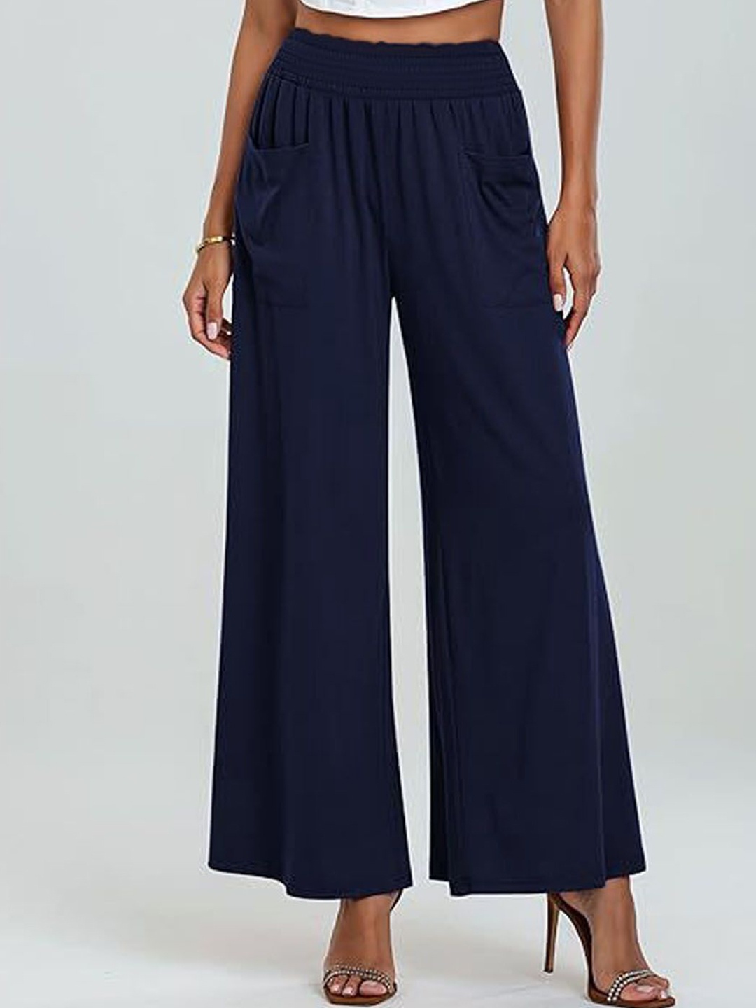 

StyleCast Women Loose Fit Wide Leg Trousers, Navy blue