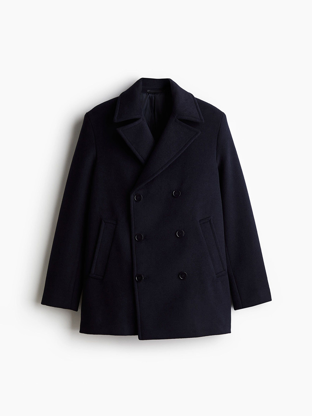 

H&M Wool-Blend Pea Coat, Blue