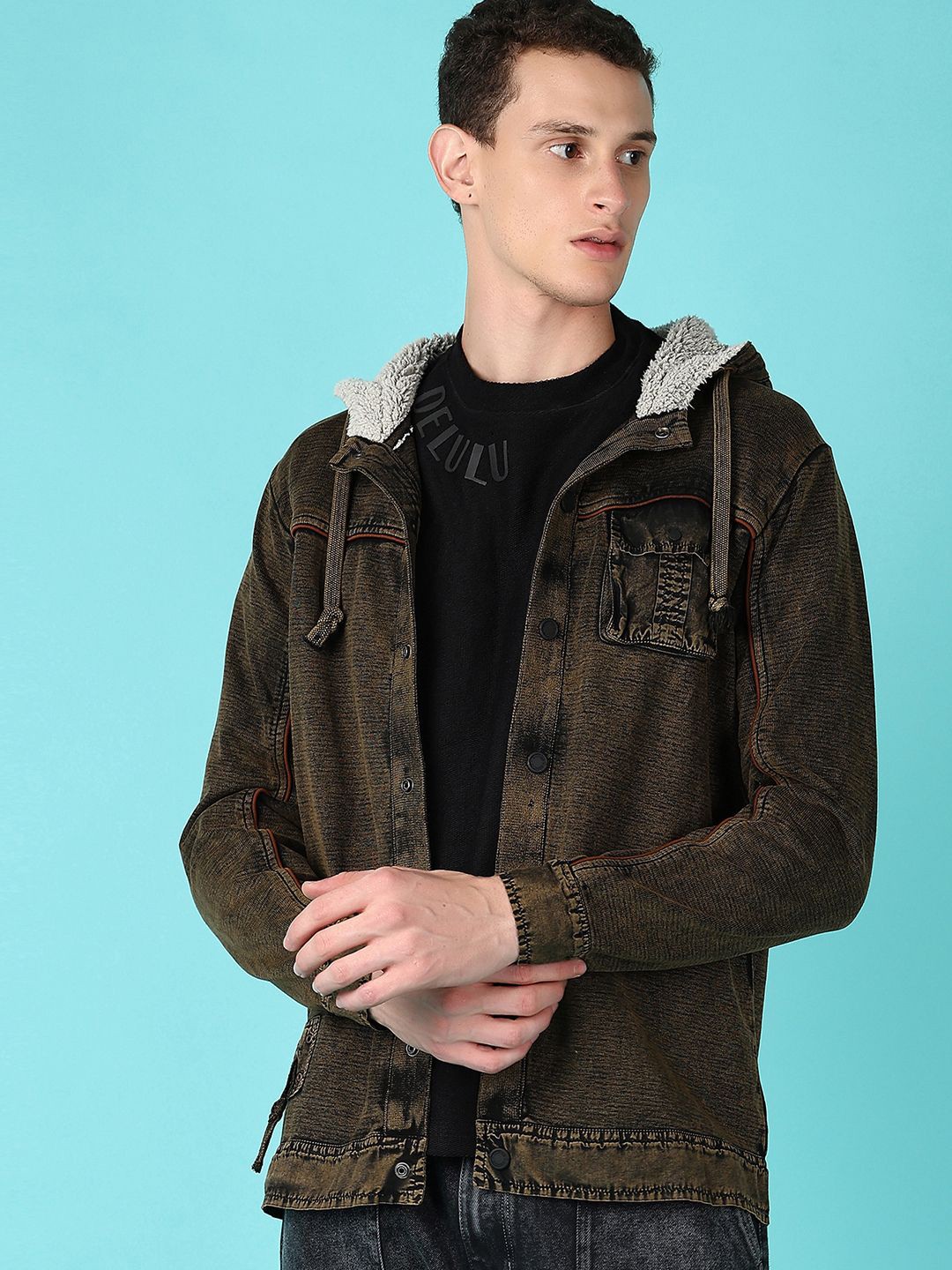 

V-Mart Men Cotton Hooded Jackets, Beige