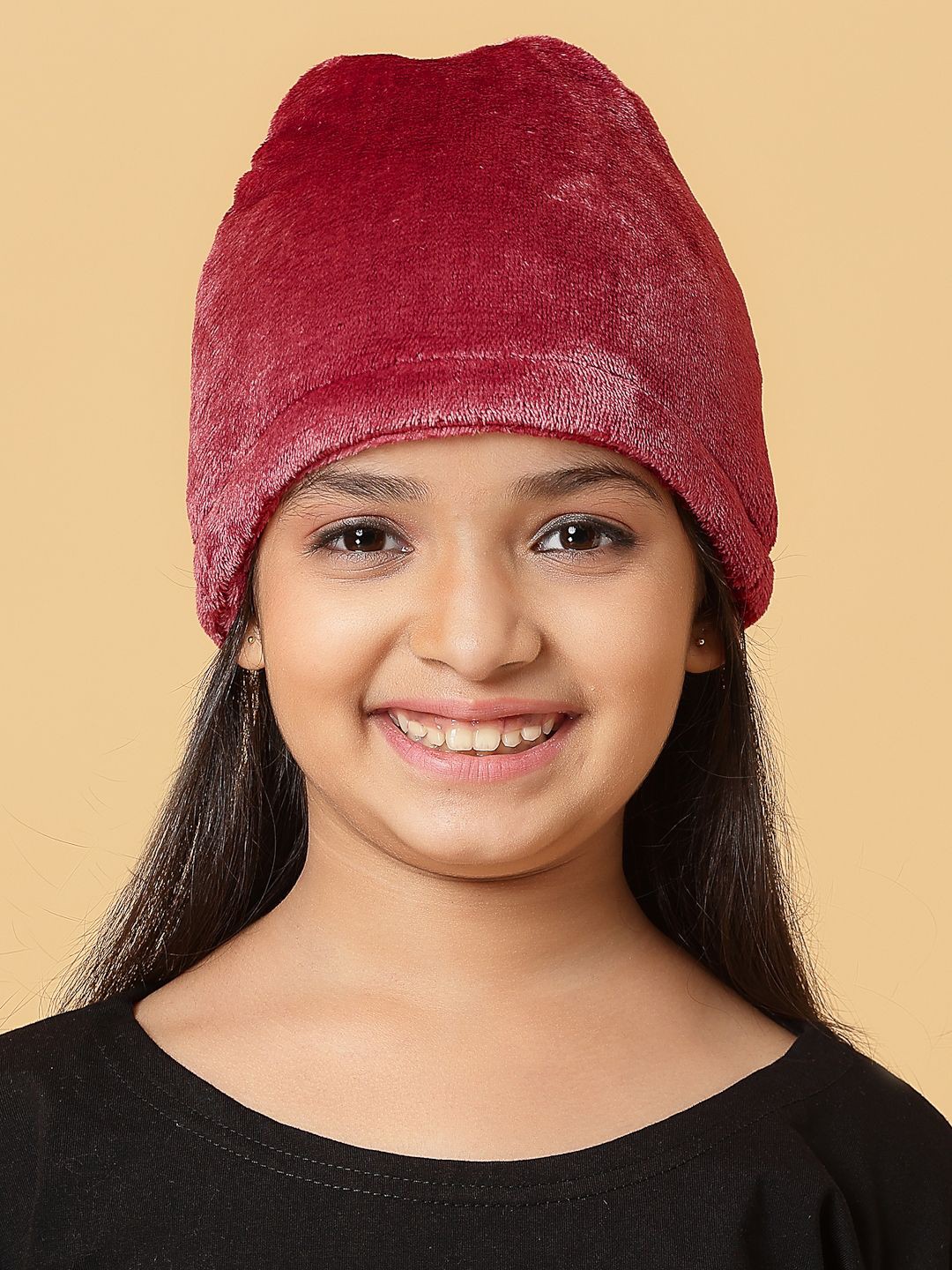 

KLOTTHE Girls Woollen Beanie Caps, Red