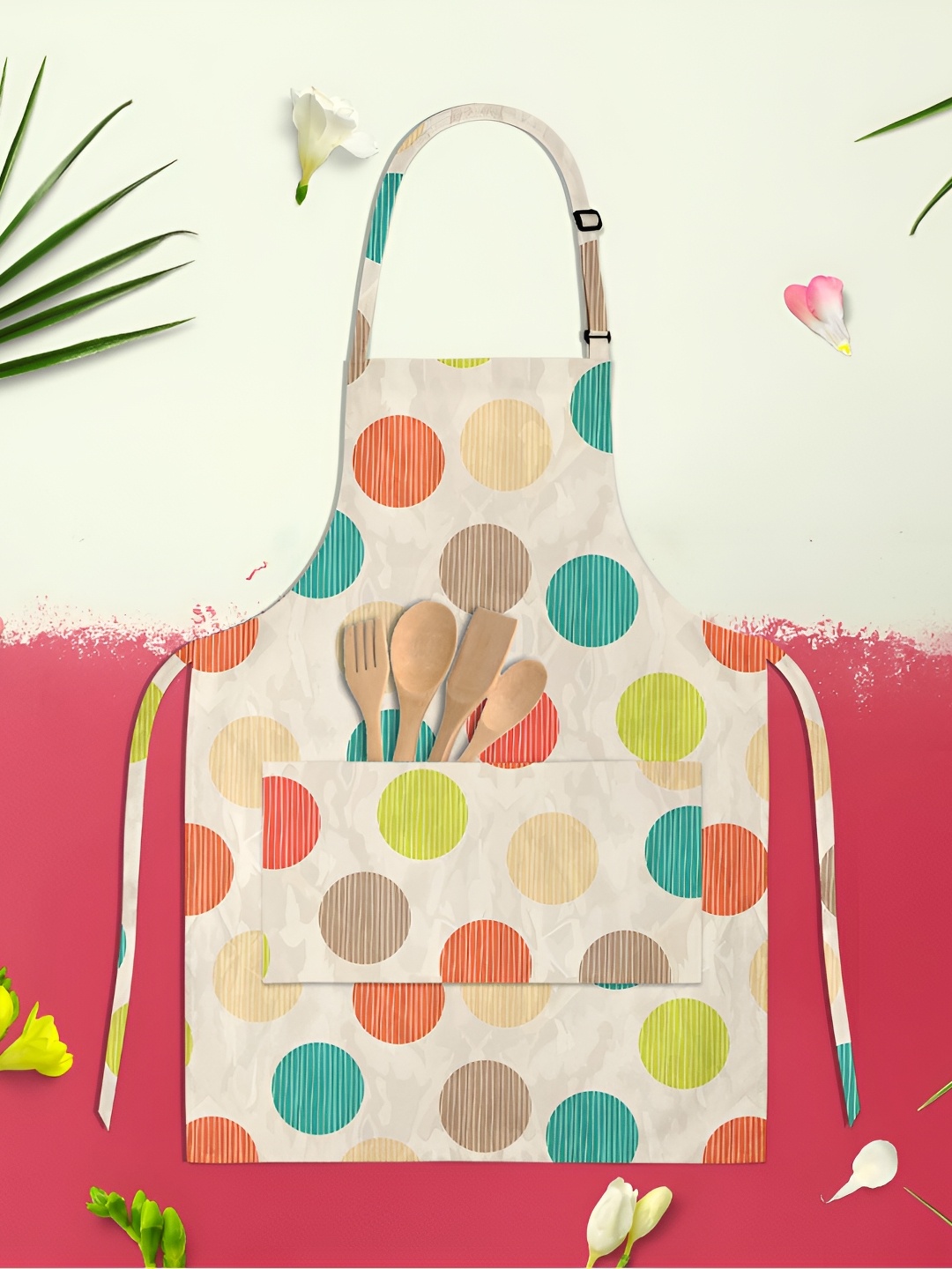 

ArtzFolio Beige & Green Printed Cotton Aprons