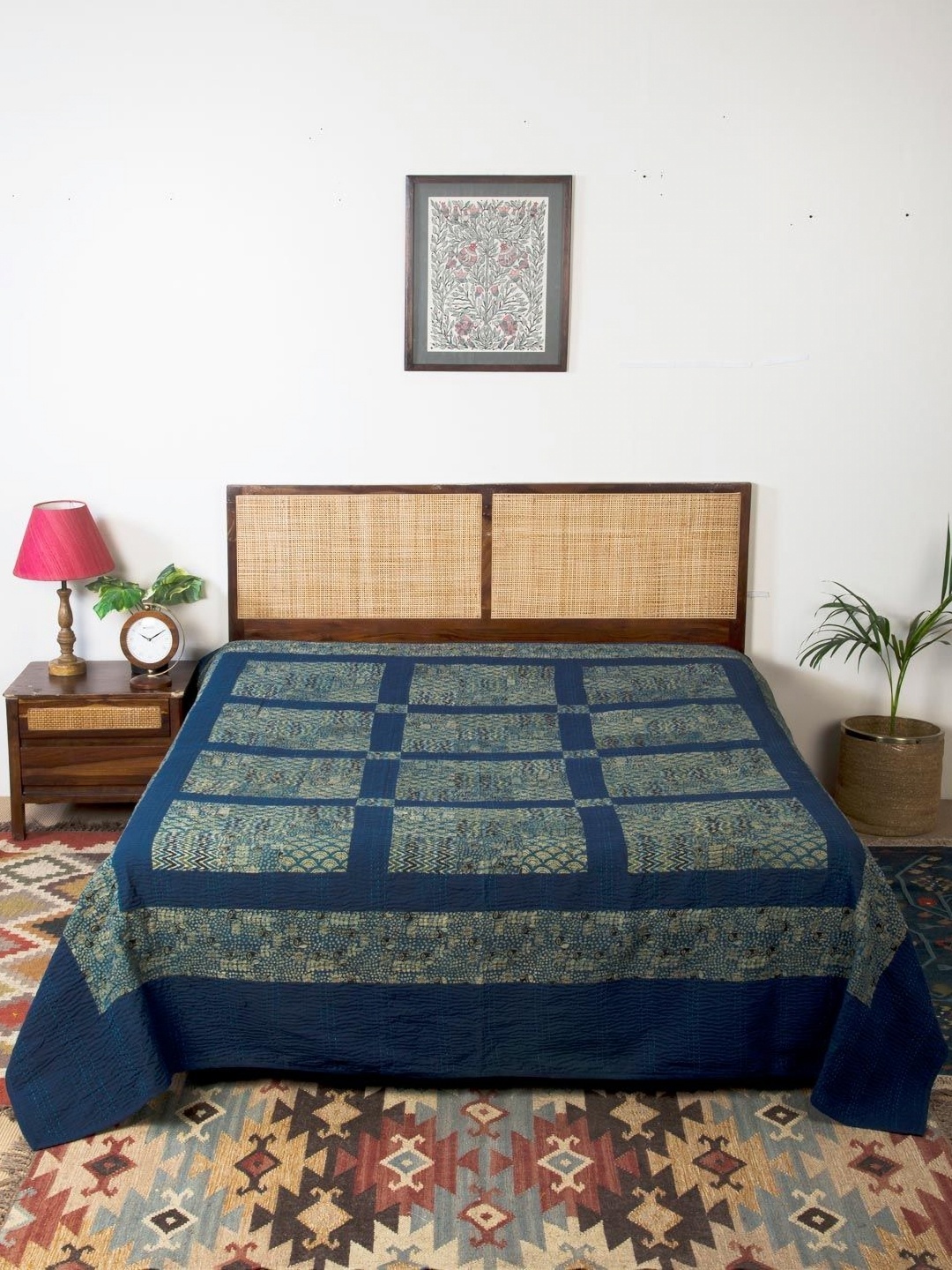 

Fabindia Navy Blue Embroidered Cotton Single Bed Cover