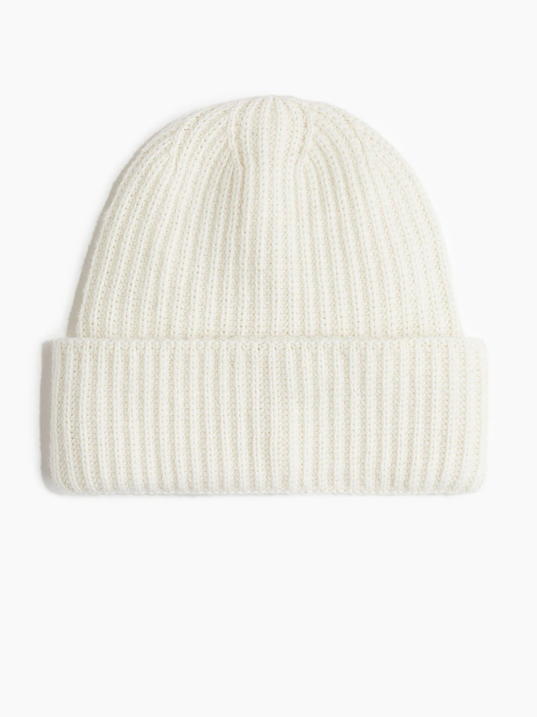

H&M Men Casual Ribbed Beanie Cap, White